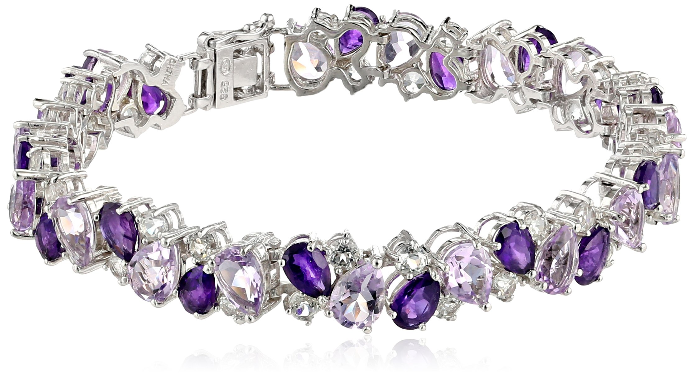 Amazon Collection Sterling Silver Gemstone Bracelet for Women - 7.25