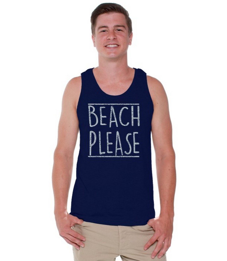 Awkwardstyles Men's Beach Please Graphic Tank Top - Gray Athletic Workout Shirt for Gym, Running & Summer Outfits - Cool Casual Streetwear Style