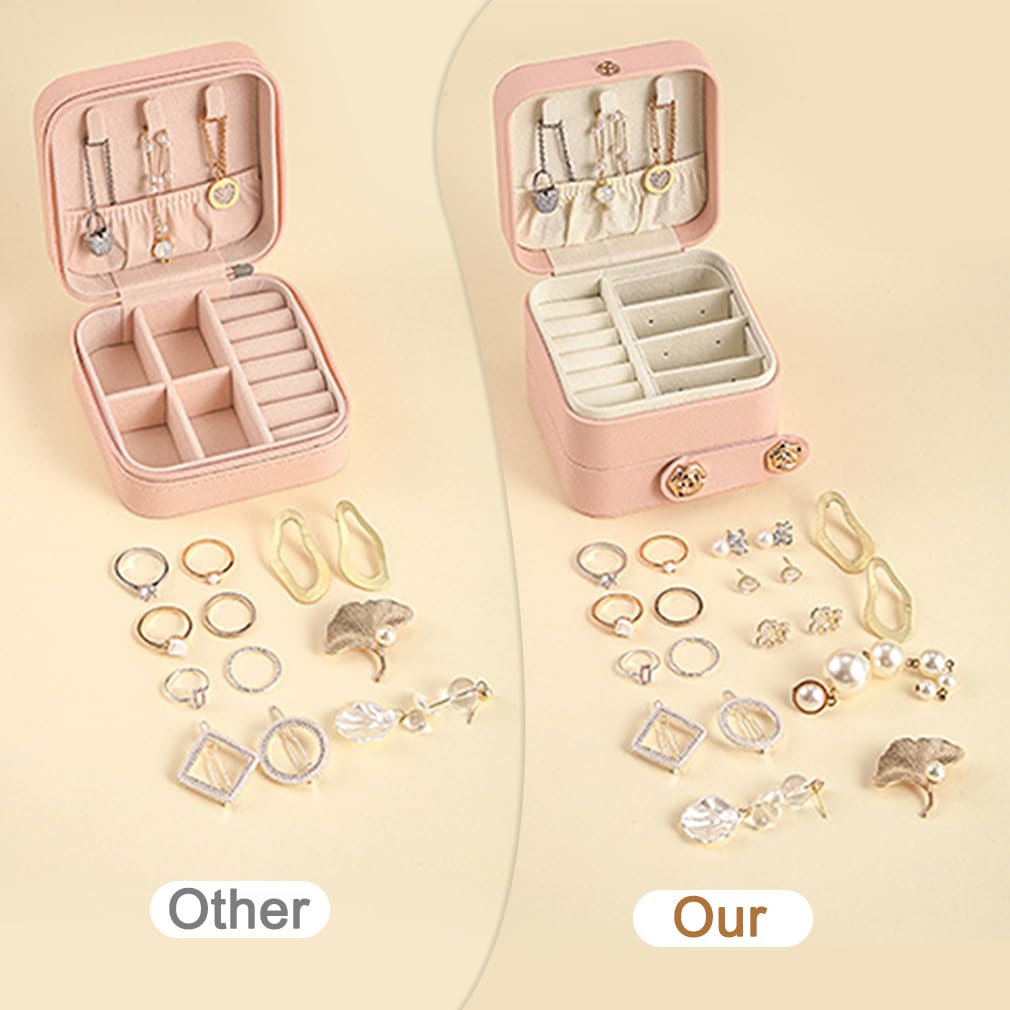iSuperb 3-Layer PU Leather Travel Jewelry Box - Compact Display Storage Case for Rings, Earrings, Necklaces & Bracelets | Perfect Jewelry Organizer Gift for Women | Great for Travel, Home Use & Bridal Accessories