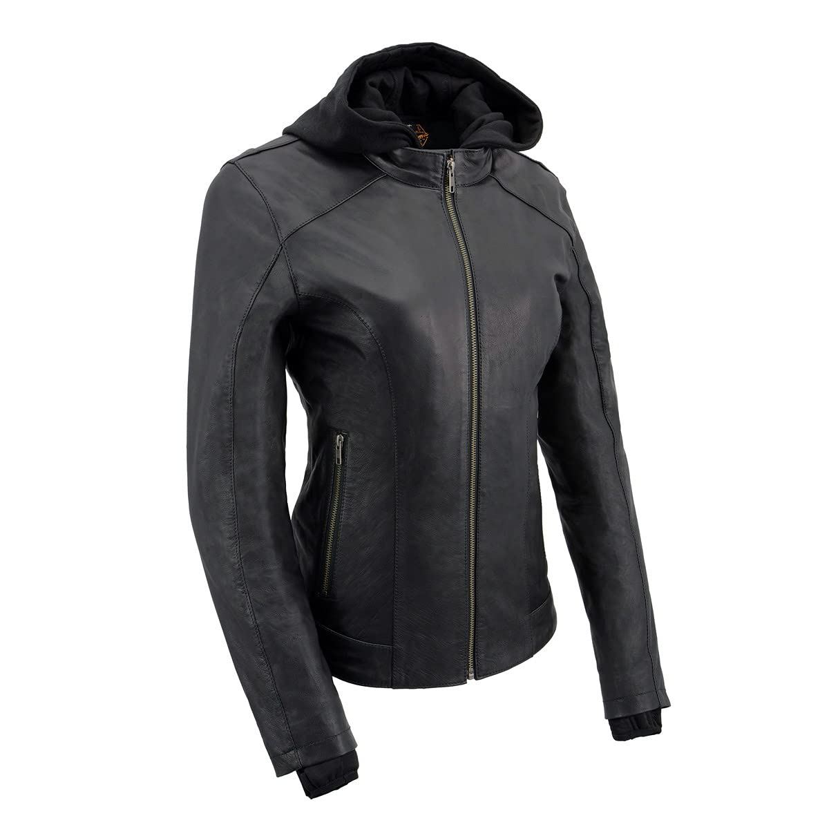 Milwaukee Leather MLL2545 Women's Lightweight Black Leather Jacket with Removable Hood - Stylish Motorcycle & Casual Outerwear for Everyday Wear