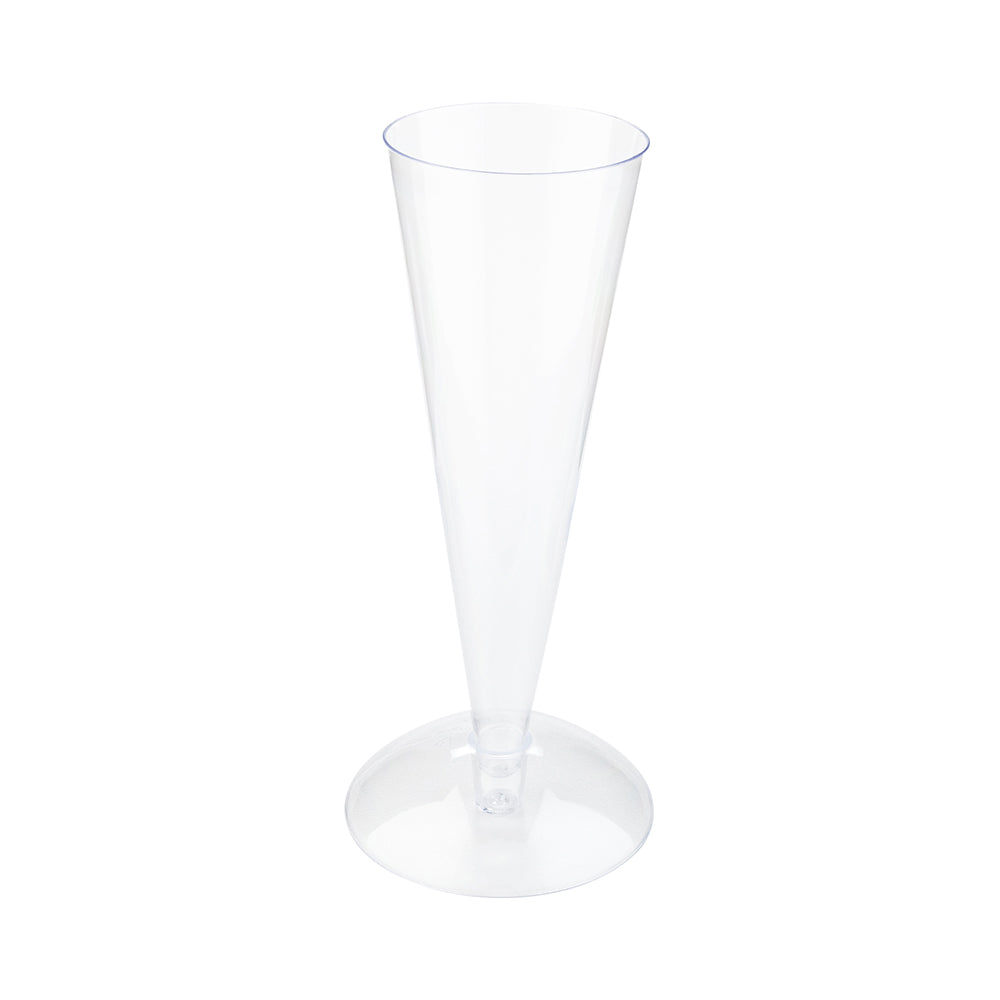 3 oz Clear Plastic Champagne Flutes - Round Long Stem Disposable Cups (100-Pack) - Perfect for Weddings, Parties & Events