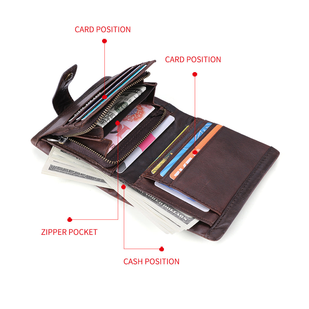 Personalized RFID Blocking Leather Bifold Wallet for Men - Slim Minimalist Design with ID Window & Card Slots - Perfect for Everyday Carry, Travel & Business Use