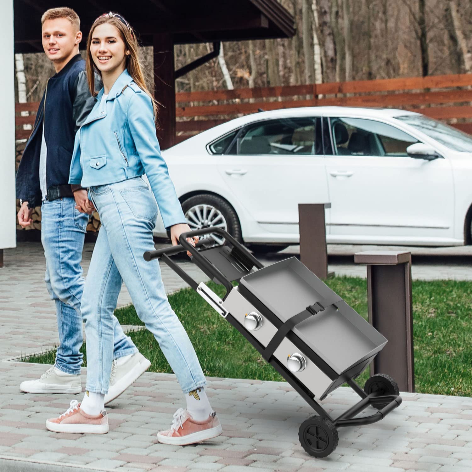 Heavy-Duty Foldable Griddle Cart with Wheels for Blackstone 22 & 17 Inch Grill - Portable Griddle Stand, Grill Replacement Part for Outdoor Camping, BBQ, Tailgating & Backyard Cooking - Perfect for Patio, Picnic & RV Trips