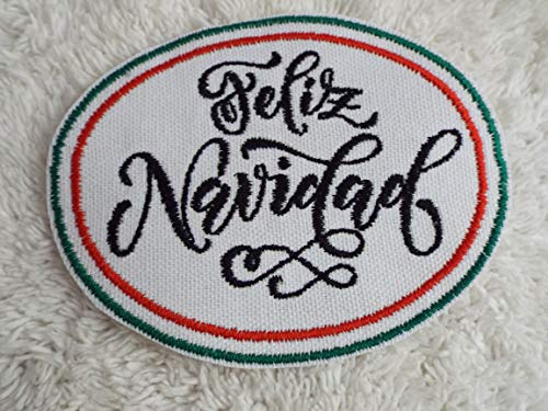 Feliz Navidad Merry Christmas Iron-on Patch for Jackets, Hats & Bags - Holiday DIY Embroidery Applique
