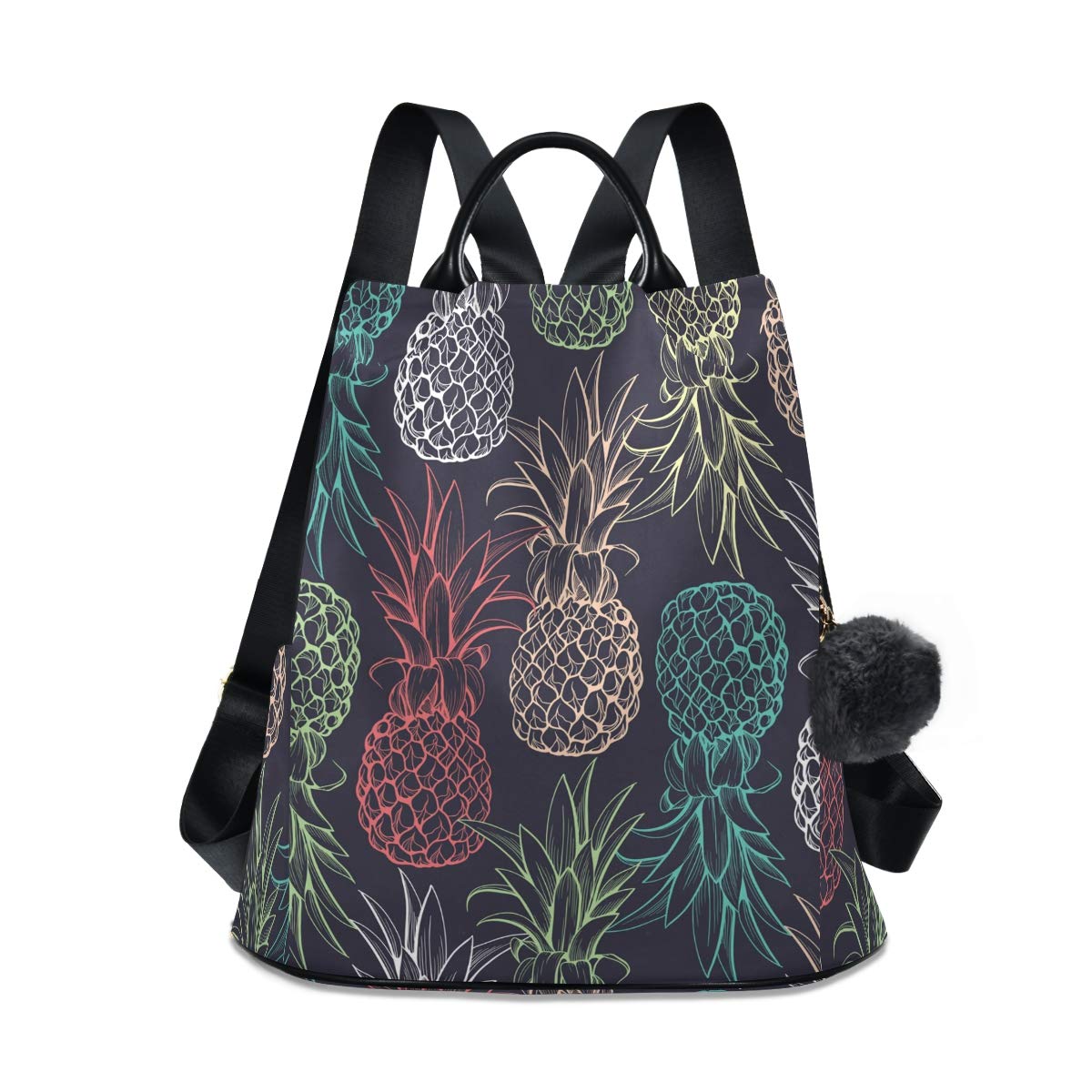 ALAZA Colorful Pineapple Print Backpack for Women - Stylish Fruit Design with Free Keychain - Perfect for Travel, School, and Summer Outfits