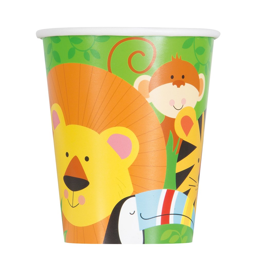 Unique Industries Disposable Paper Cups 9 Inch - Animal Jungle Print Party Supplies for Kids Birthday, Baby Shower & Outdoor Events (50 Pack)