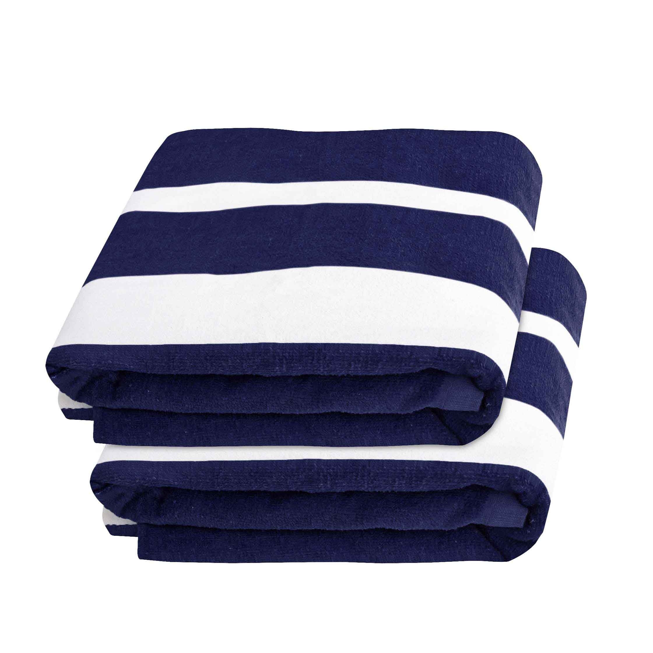 Premium Cabana Striped Cotton Beach Towel & Chaise Lounge Cover - Soft, Absorbent, UV Protection - Perfect for Poolside, Beach Vacations & Outdoor Relaxation