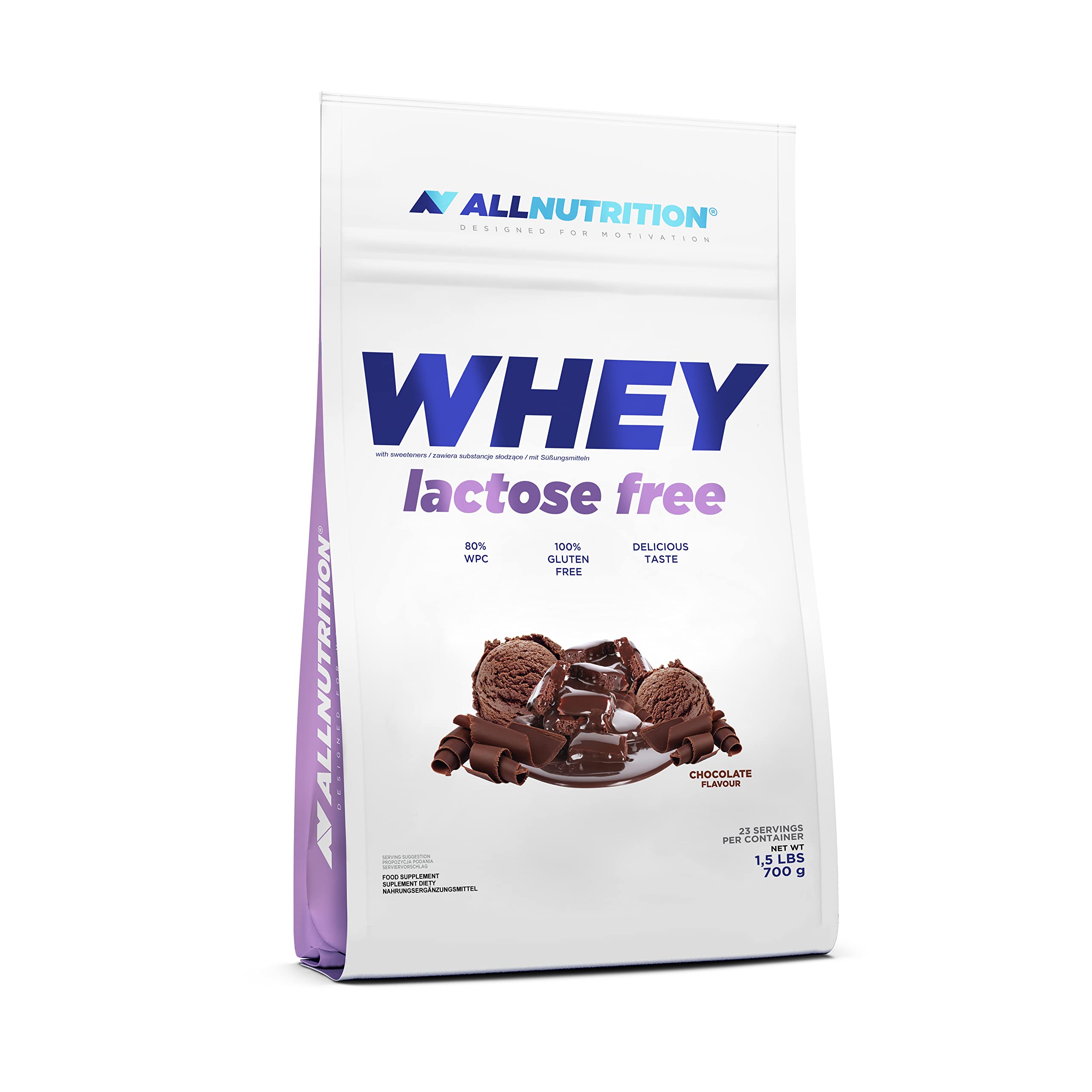 Allnutrition Whey Protein Powder Lactose Free - Chocolate Flavor 700g for Muscle Recovery & Post-Workout Nutrition
