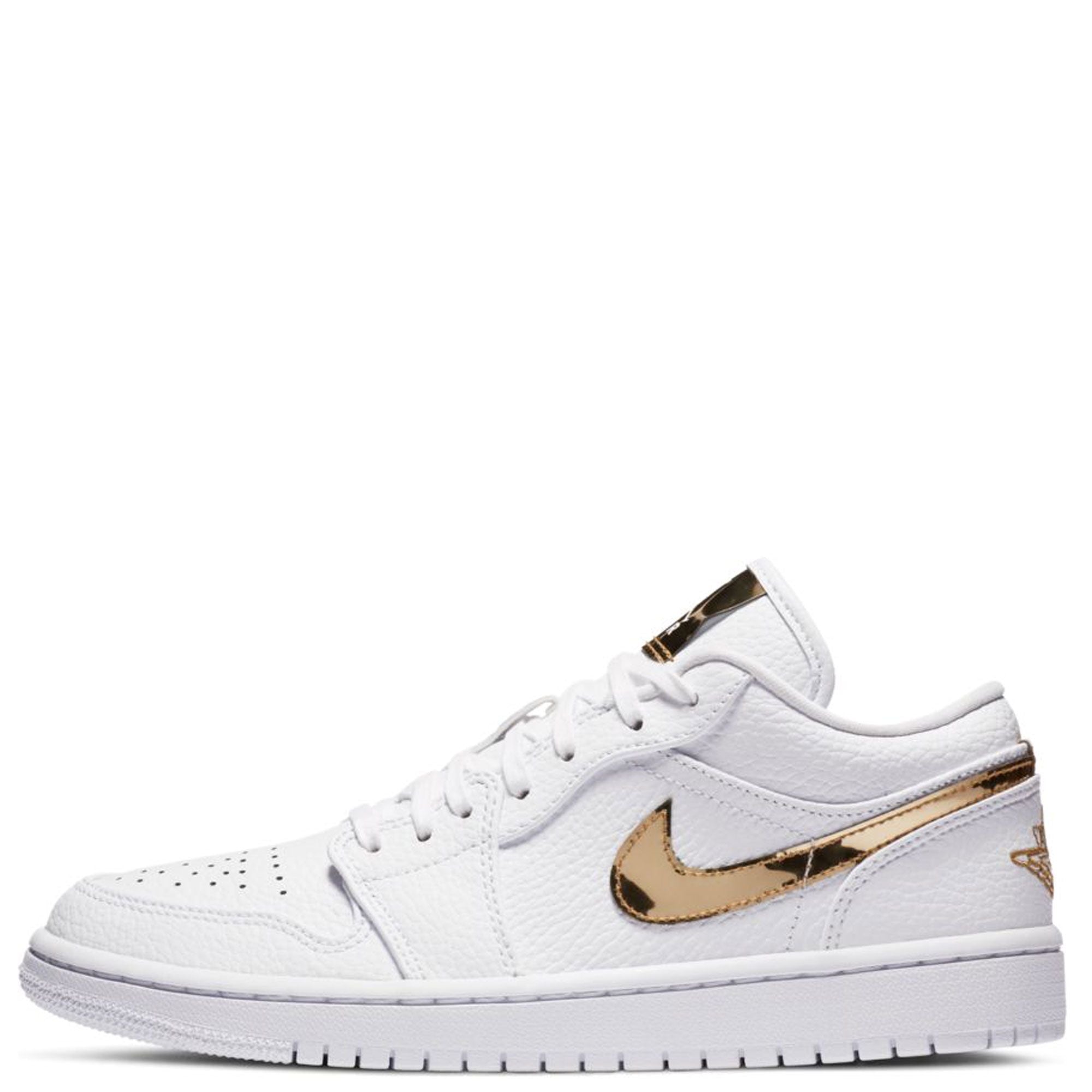 Nike Women's Air Jordan 1 Low SE Sneakers - White & Metallic Gold Basketball Shoes for Women | Casual Streetwear & Gym Workout Fashion