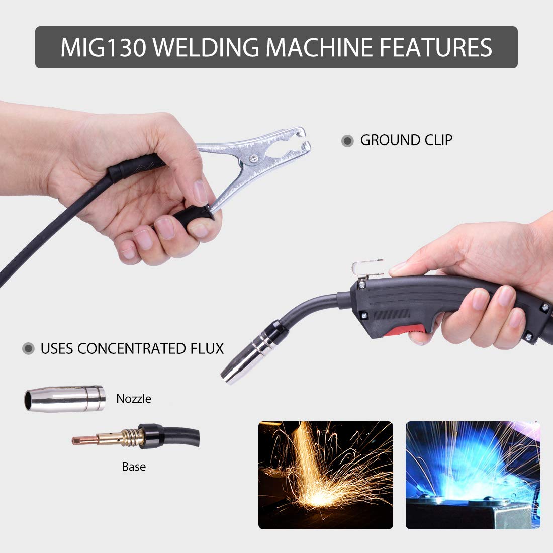 VIVOHOME 130 Amp MIG Welder with Flux Core Wire, Automatic Feed, No Gas Required, 110V Portable Welding Machine - Perfect for DIY, Home Repairs, Metal Fabrication & Automotive Projects (Includes Free Welding Mask) - Black