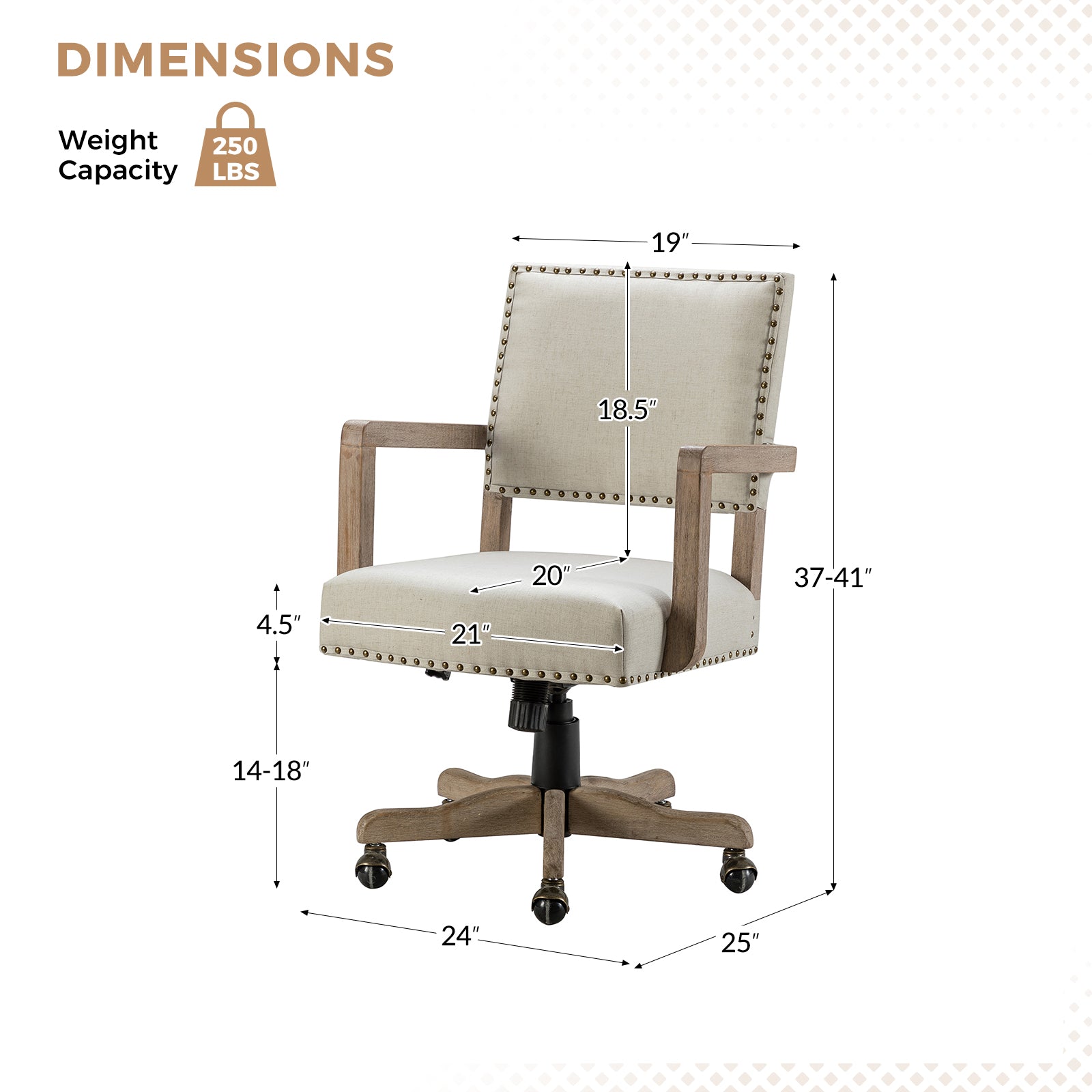 Ergonomic Megan Fabric Office Chair with Adjustable Height - Comfortable Desk Chair for Home & Office Workspace - Perfect for Long Hours Sitting, Gaming, and Remote Work