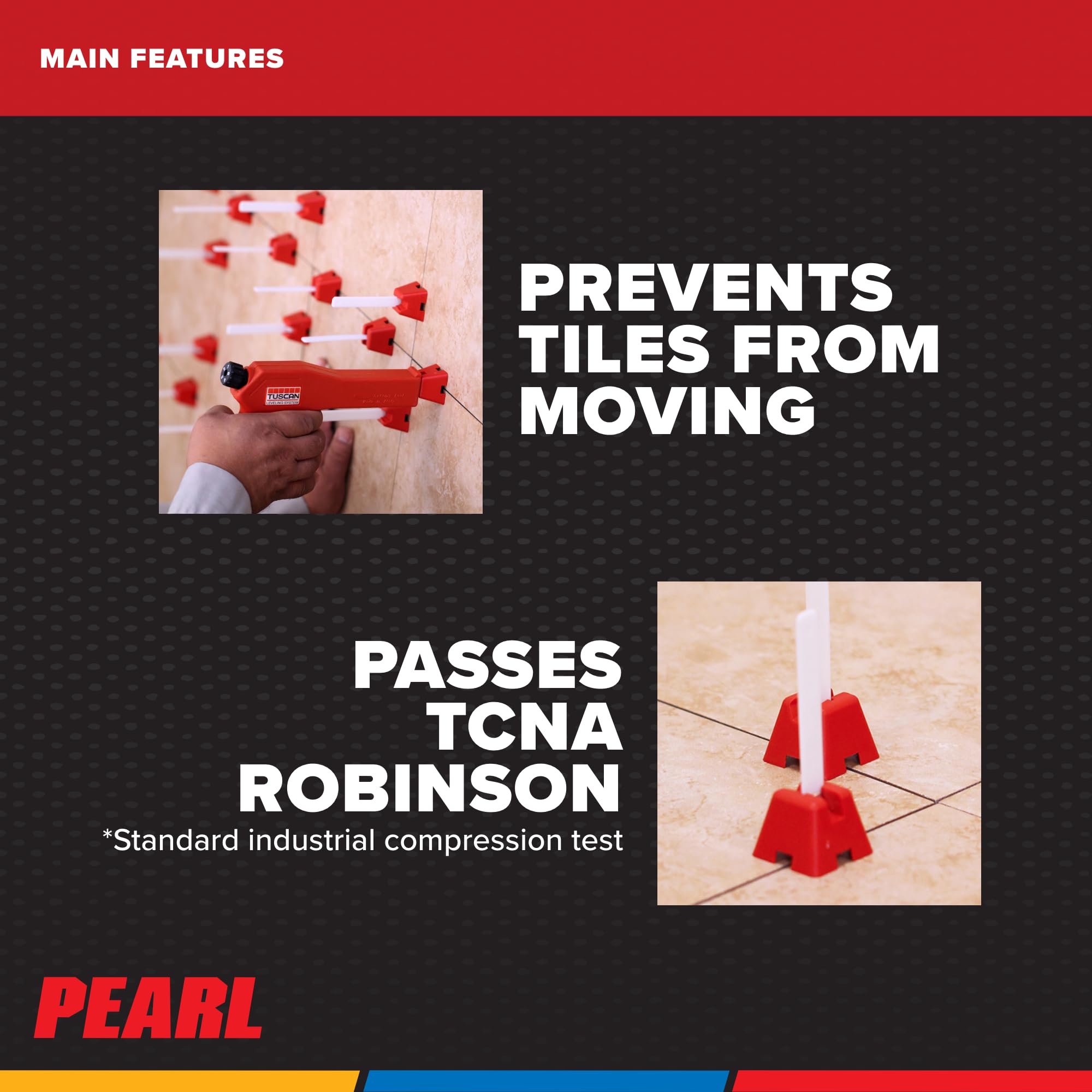 Pearl TLSCAP200 200-Pack Reusable Tuscan Leveling System Caps for Tile Installation - Perfect for DIY Home Renovation and Professional Tile Projects