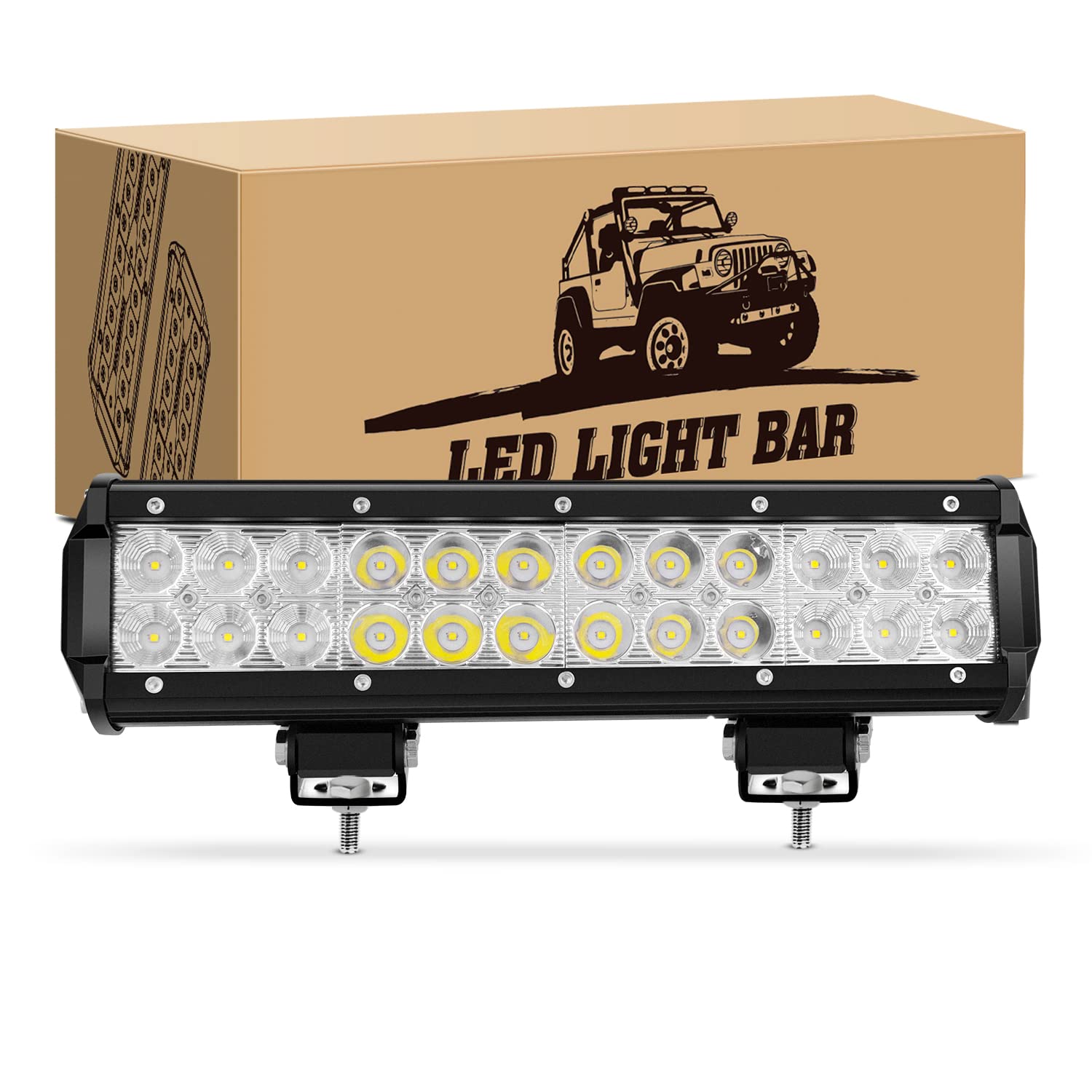 GOOACC 12 Inch 72W LED Light Bar - Spot Flood Combo Off-Road Lights for Trucks, Pickups, SUVs & ATVs | Waterproof Driving Lights for Night Off-Roading, Camping & Emergency Use