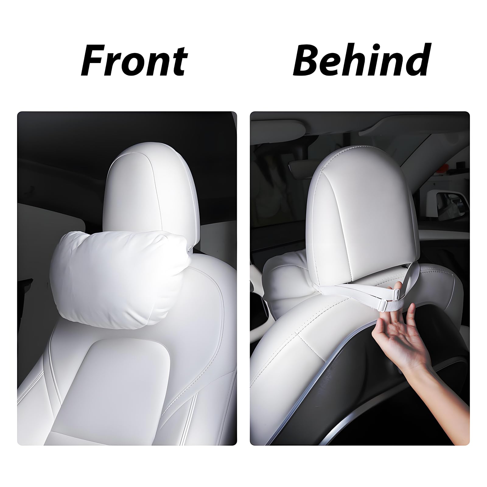 Tesla Model 3/Y/S/X Car Headrest Pillow - 2 Pack Ultra Soft Neck Support Cushion for Travel & Commuting - Black Memory Foam Headrest Accessories for Comfortable Long Drives