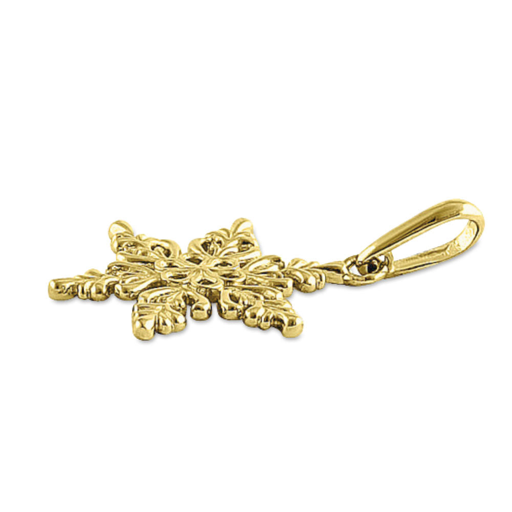 14K Solid Yellow Gold Snowflake Pendant Necklace - Elegant Winter Jewelry Gift for Women, Perfect for Christmas, Holidays & Special Occasions