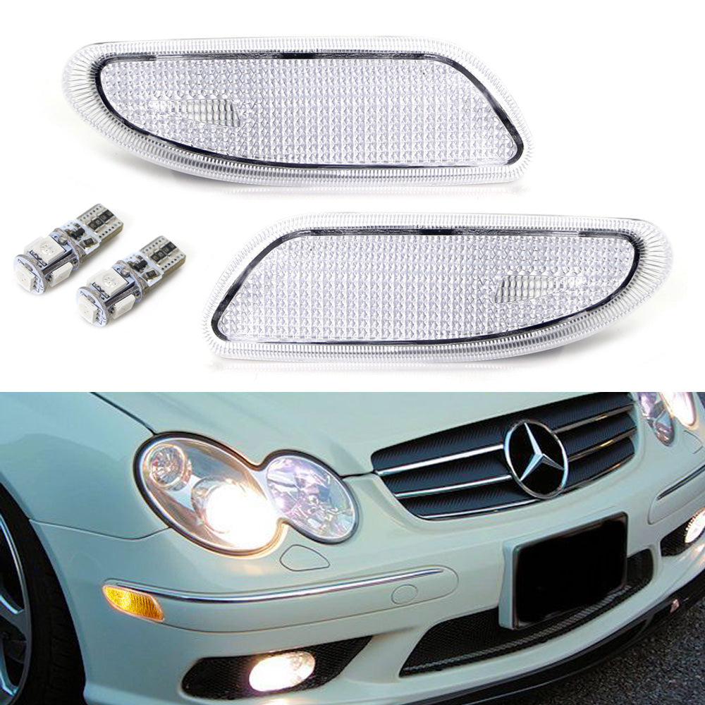 Amber LED Clear Lens Side Marker Lights for 2001-2007 Mercedes W203 C230 C240 C350 - Enhanced Visibility & Style Upgrade for Night Driving & Car Customization