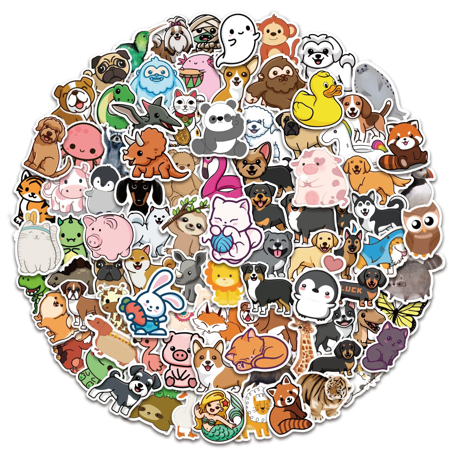 200 PCS Cute Animal Stickers - Colorful Waterproof Vinyl Decals for Water Bottles, Laptops, Phones & Skateboards | Fun Aesthetic Stickers for Teens, Girls & Kids | Perfect for School, DIY Crafts & Personalizing Accessories
