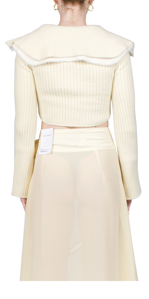 Double Collar Peggy Cardigan for Women - Stylish Knit Sweater with Two Collars, Soft & Warm Fall/Winter Fashion - Perfect for Office, Dates & Casual Outings