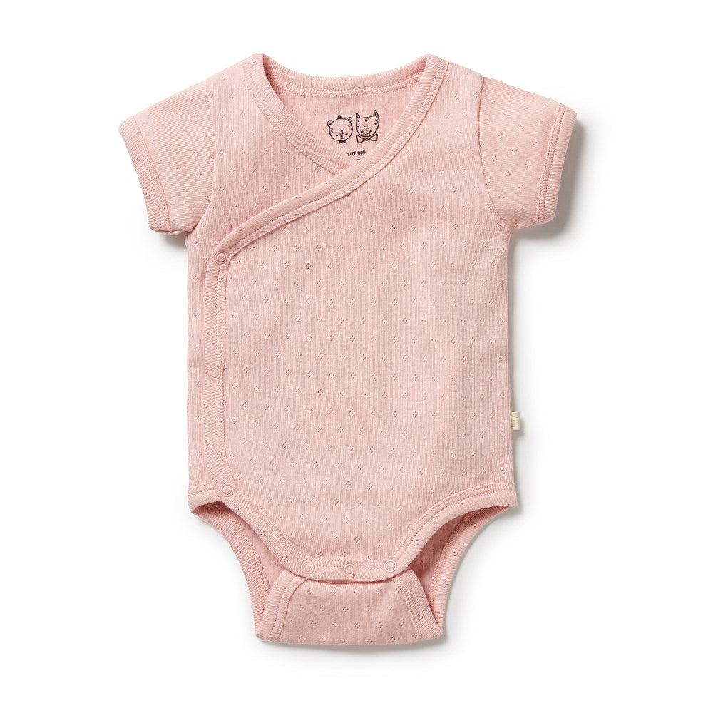 Organic Pointelle Kimono Bodysuit - Soft Cotton Baby Romper for Newborns & Infants | Perfect for Photoshoots, Playdates & Special Occasions