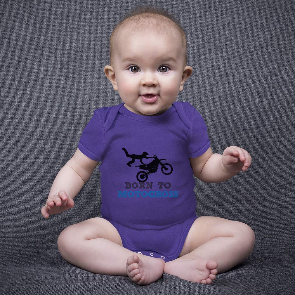 Custom Born to Motocross Baby Bodysuit - Funny Cotton Onesie for Boys & Girls (6 Months, Lavender) | Perfect for Motorcycle-Themed Photoshoots & Playdates