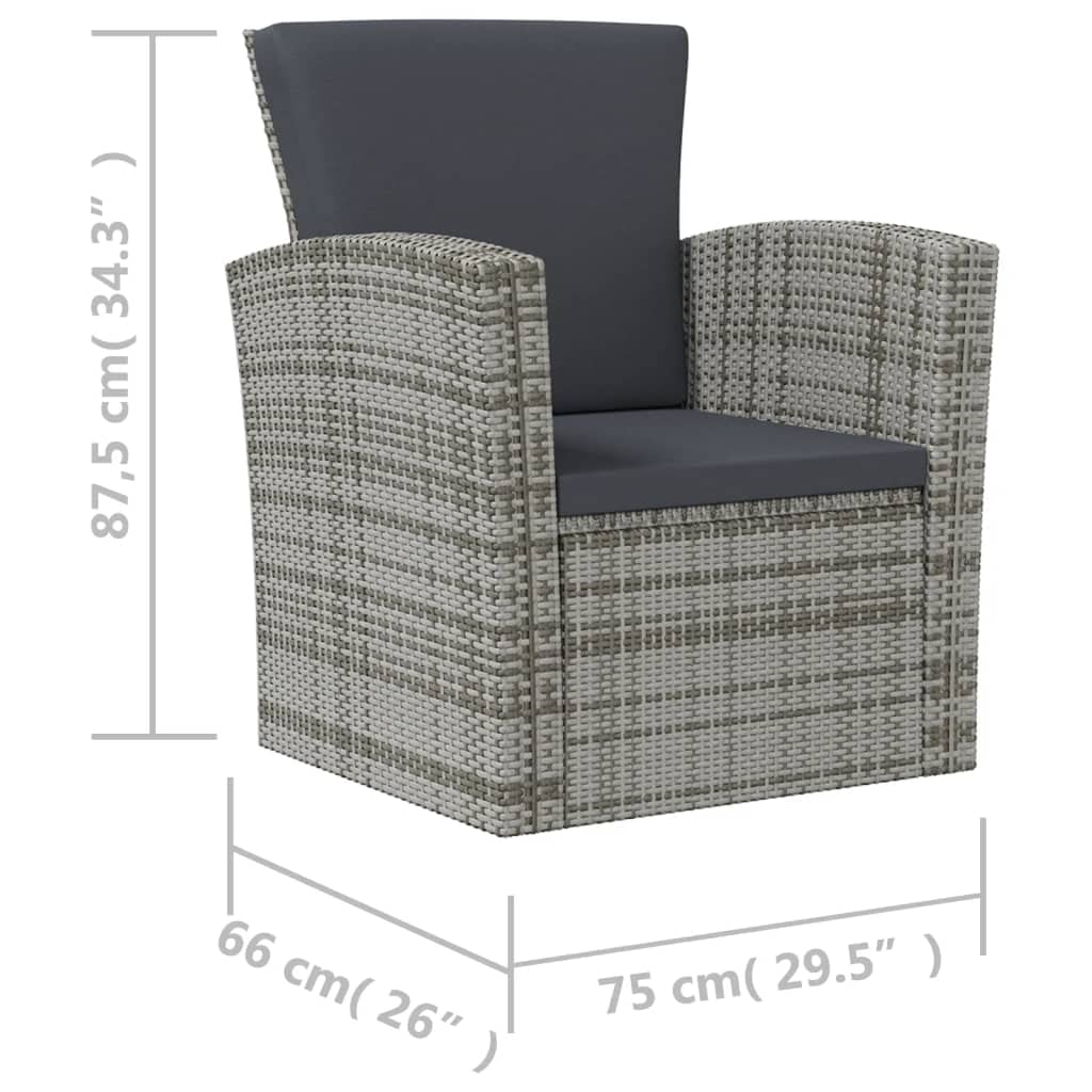 8-Piece Gray Poly Rattan Patio Lounge Set with Cushions - Outdoor Furniture for Garden, Poolside & Backyard Relaxation (216 lbs)