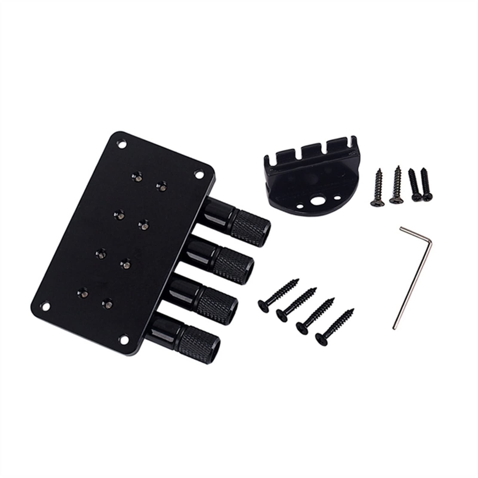 4 String Bass Guitar Bridge - Headless Tailpiece with String Locks & Screws for Electric Bass Guitars | Perfect for Professional Musicians & Studio Recording
