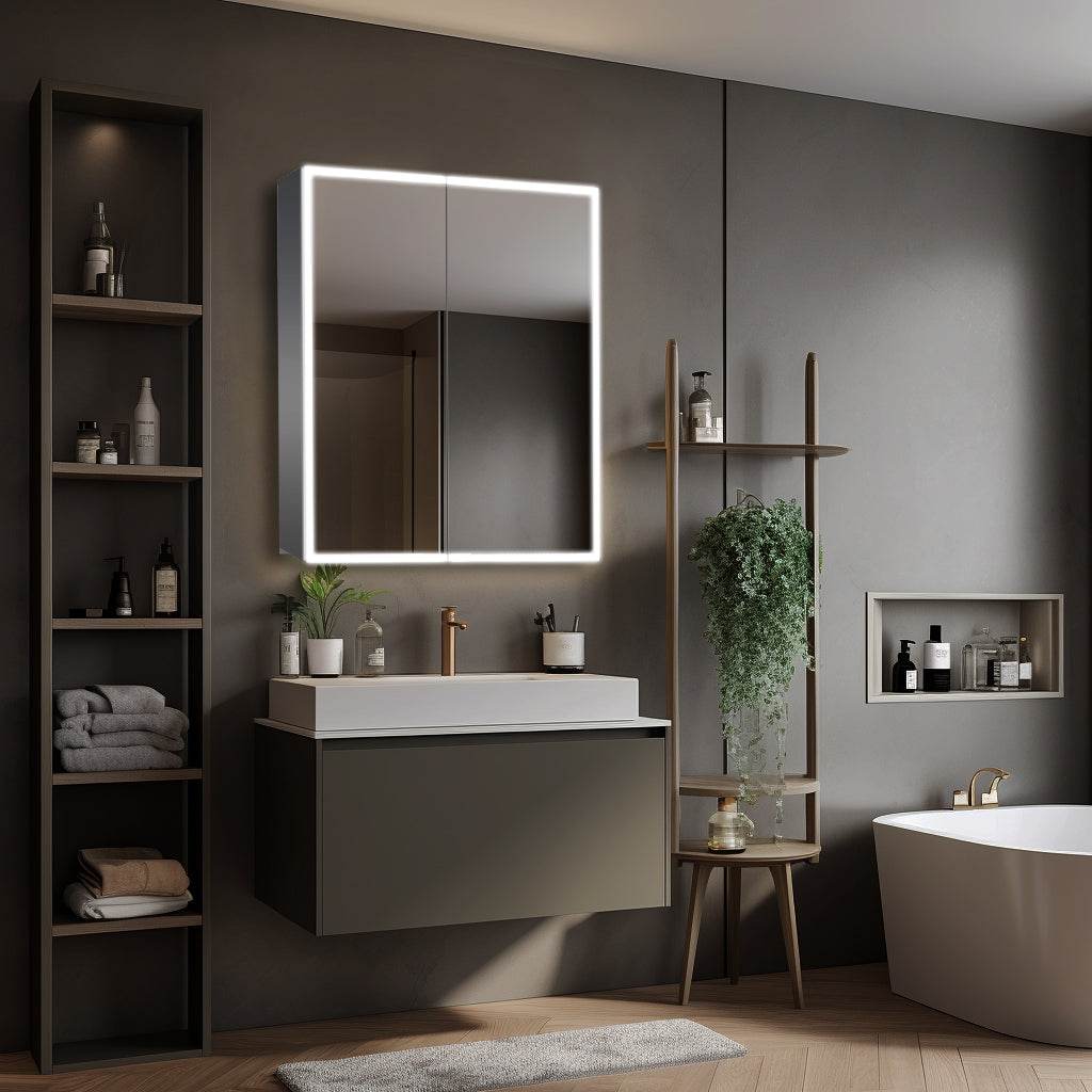 Dhalia LED Bathroom Medicine Cabinet with Defogger & 3X Magnifying Mirror - 5 Size Options for Vanity, Makeup, and Bathroom Storage