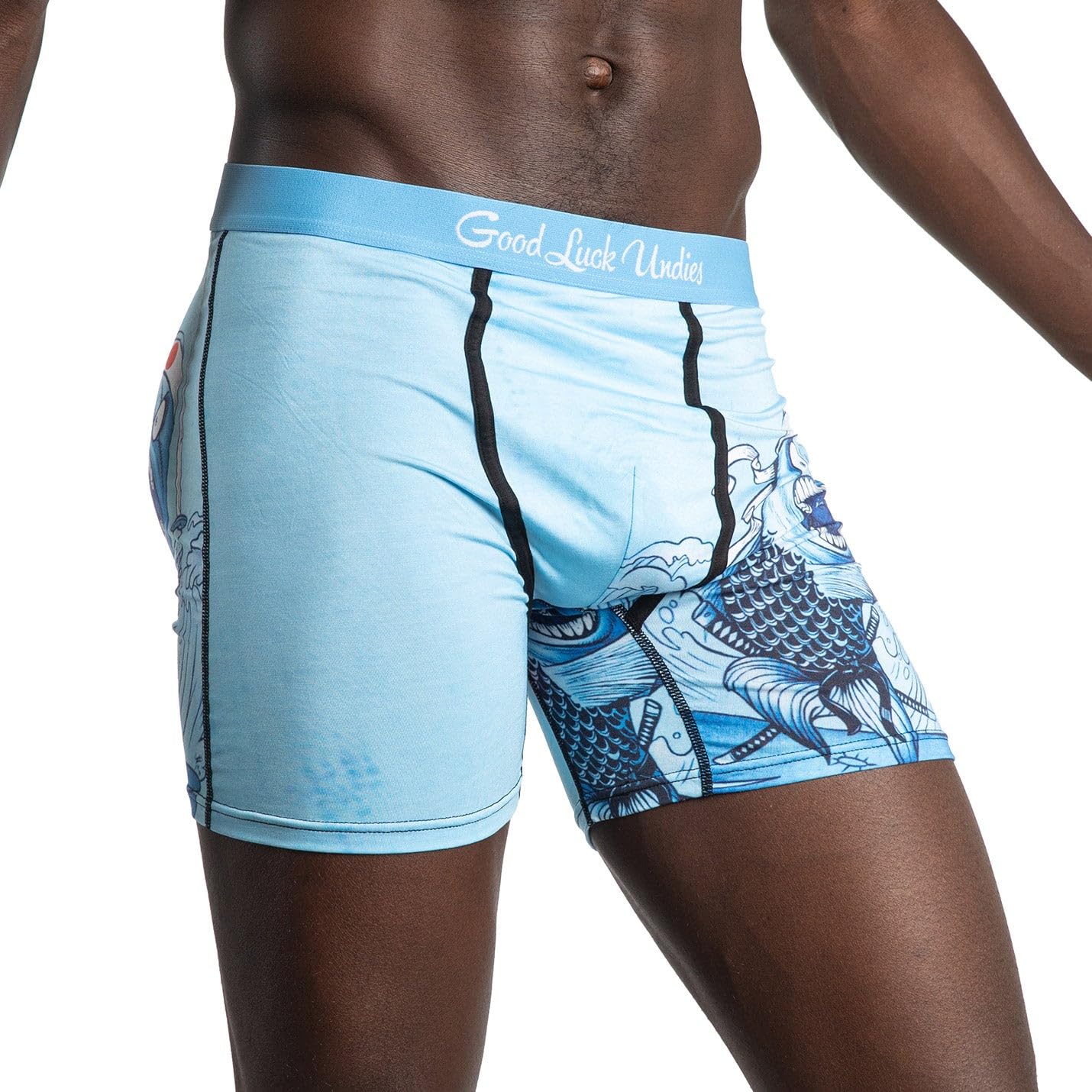 Lucky Men's Boxer Briefs - Fish & Ocean Animal Print Underwear for Comfort & Style | Perfect for Daily Wear, Gifts & Good Luck Charms