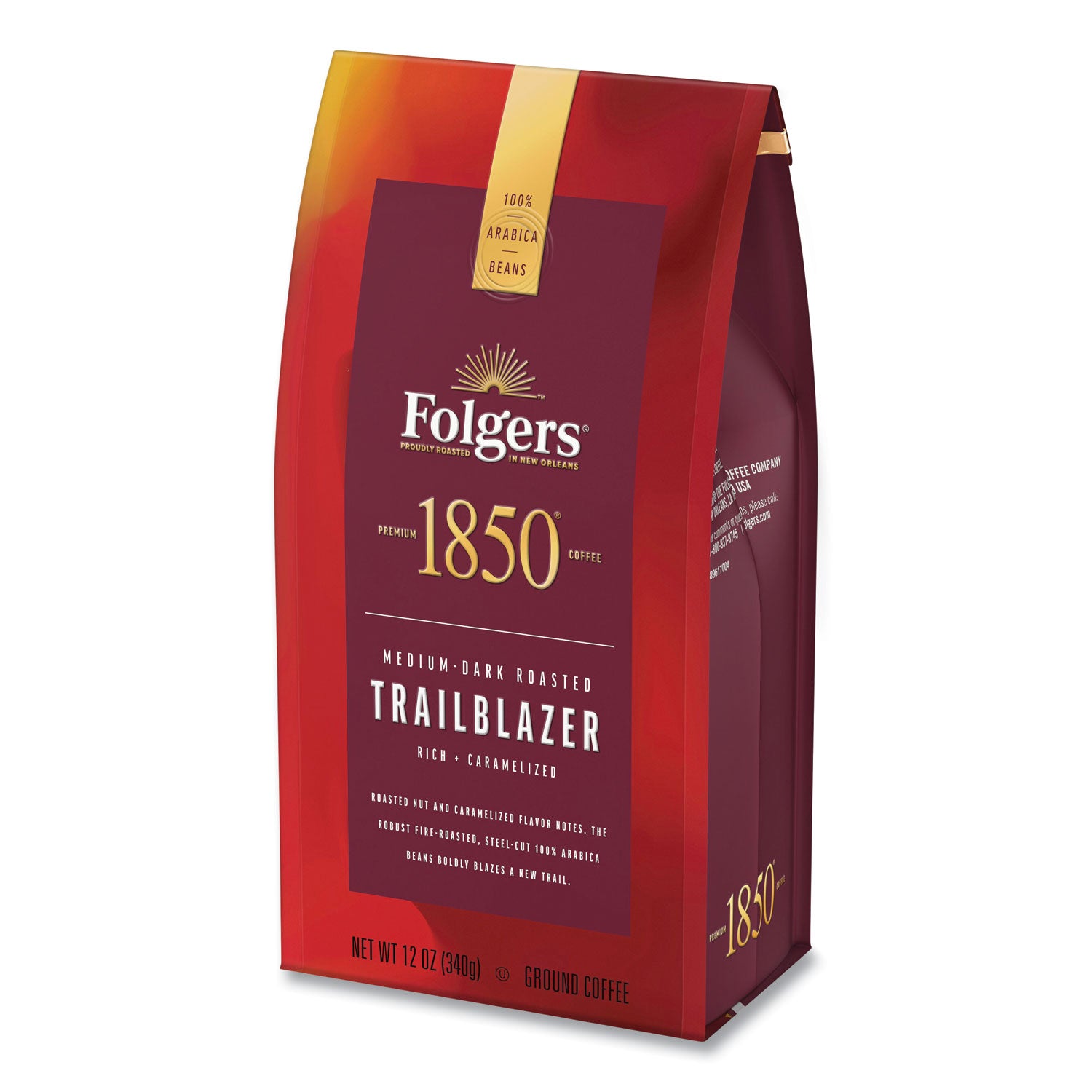 1850 Coffee Trailblazer Medium Roast Ground Coffee - 12 oz Bag (Pack of 6) | Premium Coffee for Camping, Hiking & Outdoor Adventures
