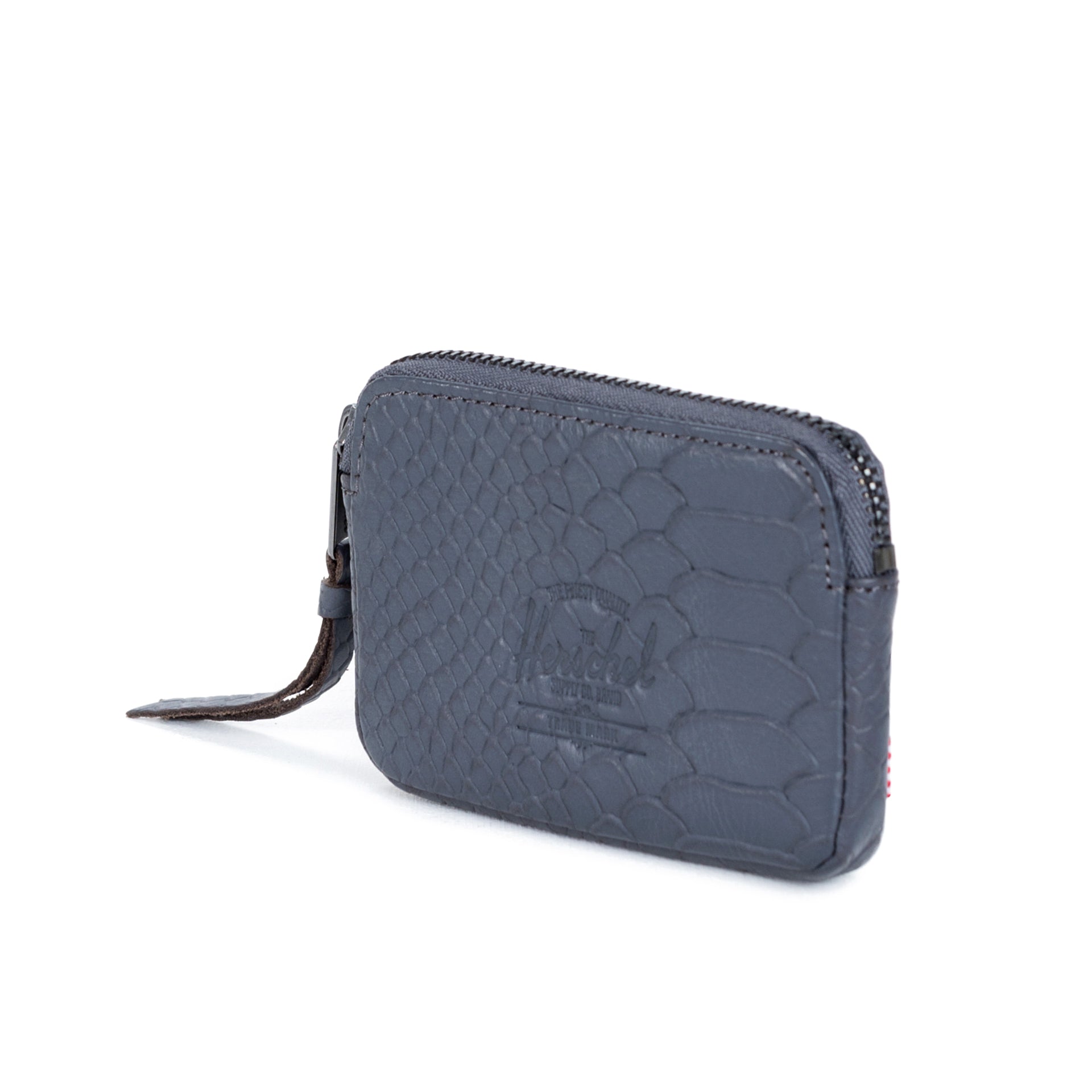 Herschel Oxford Leather Wallet for Men - Slim RFID Blocking Bifold Wallet in Charcoal Snake Print - Perfect for Travel, Business & Everyday Use