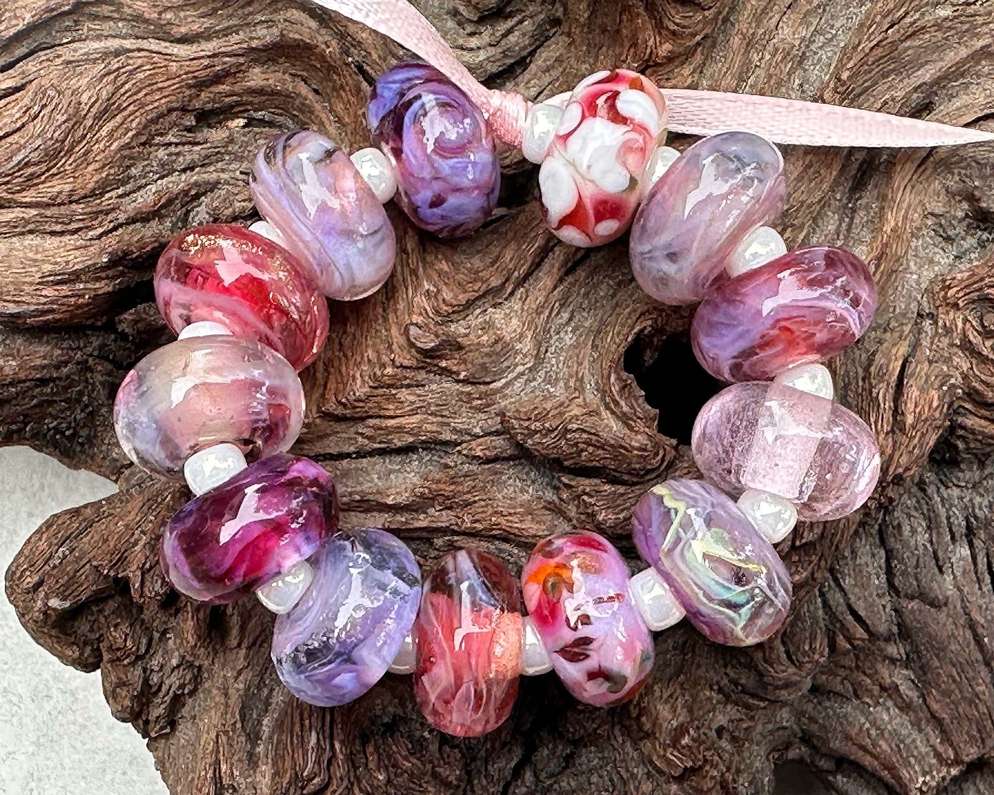 13 Pink Orphan Lampwork Glass Beads for Jewelry Making - DIY Bracelets, Necklaces & Craft Projects