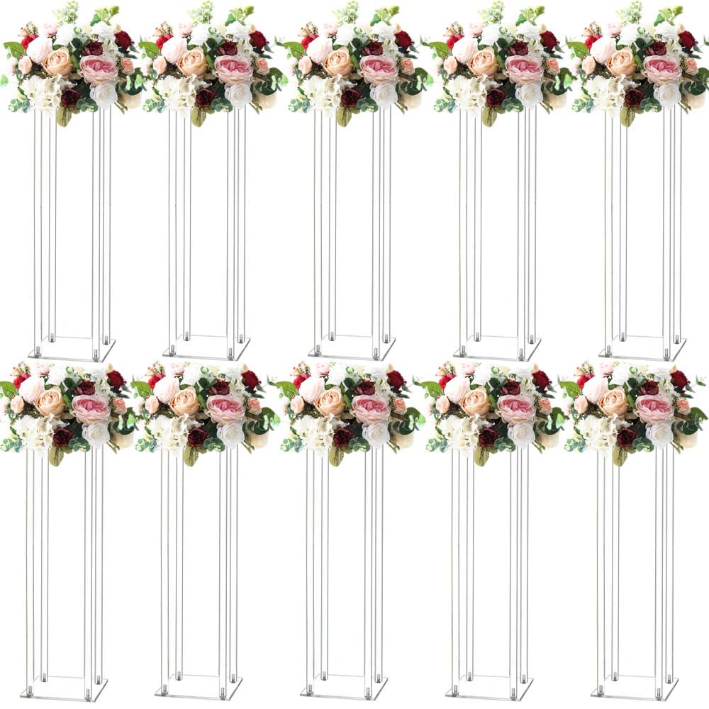 31.5 Inch 10-Piece Acrylic Flower Vase Set - Elegant Wedding Centerpiece for Tables, Party Decor, and Home Decoration | Perfect for Wedding, Banquet, and Event Decorations