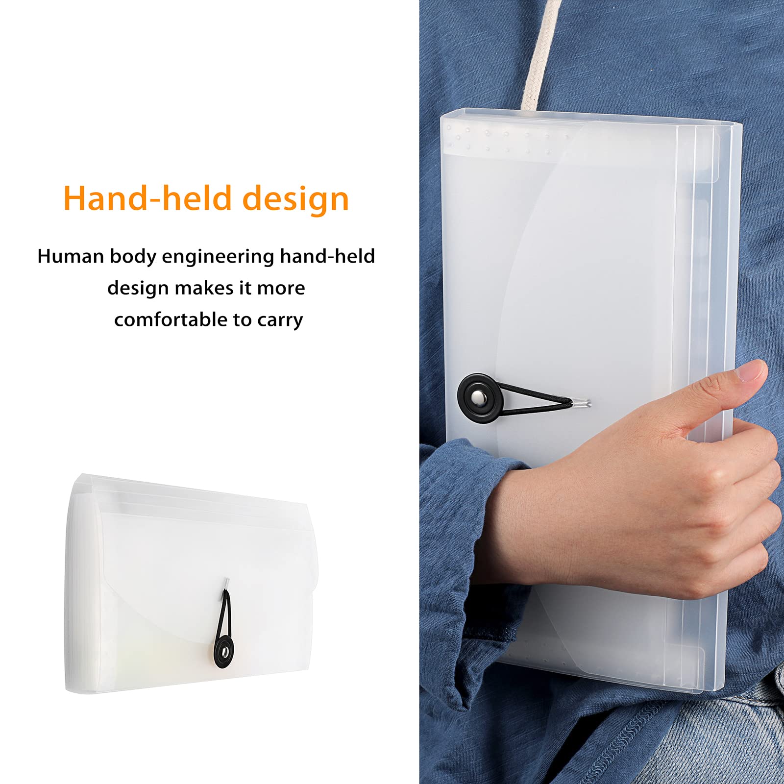BTSKY 13-Pocket Expanding File Folder - Accordion Organizer for Documents, Cards, Tickets, Bills & Receipts | Translucent White Plastic Wallet Case | Perfect for Office, School & Home Organization