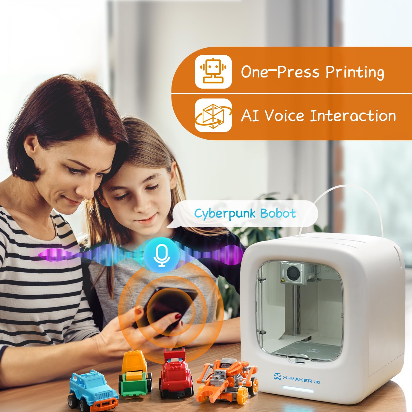 X-Maker Joy 3D Printer for Kids & Beginners - High Precision Wi-Fi & App Controlled 3D Printer with 8 PLA Filaments, 15+ Mini Design Modules & Huge Toy Library | Perfect for STEM Learning, DIY Projects & Educational Toys at Home or School