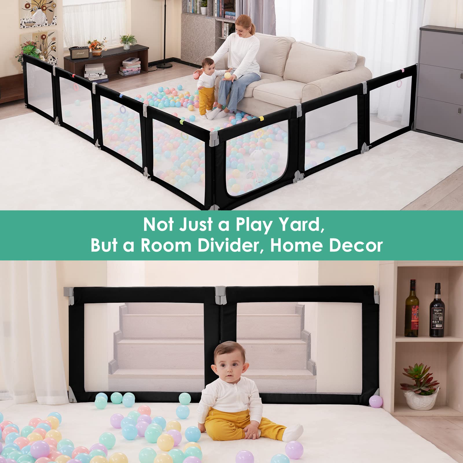 Foldable Baby Playpen for Toddlers & Infants - Adjustable Size, Safe Gate, Indoor & Outdoor Use - Large 71