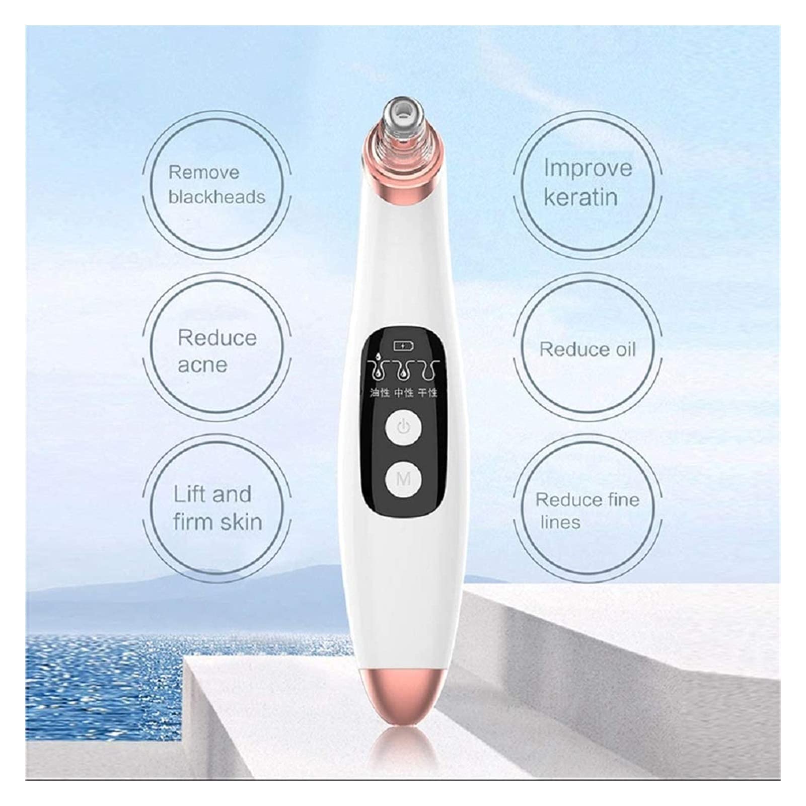 USB Rechargeable Blackhead Remover Vacuum - Pore Cleanser & Facial Suction Tool with LED Display for All Skin Types | At-Home Spa Treatment, Deep Cleansing & Acne Care