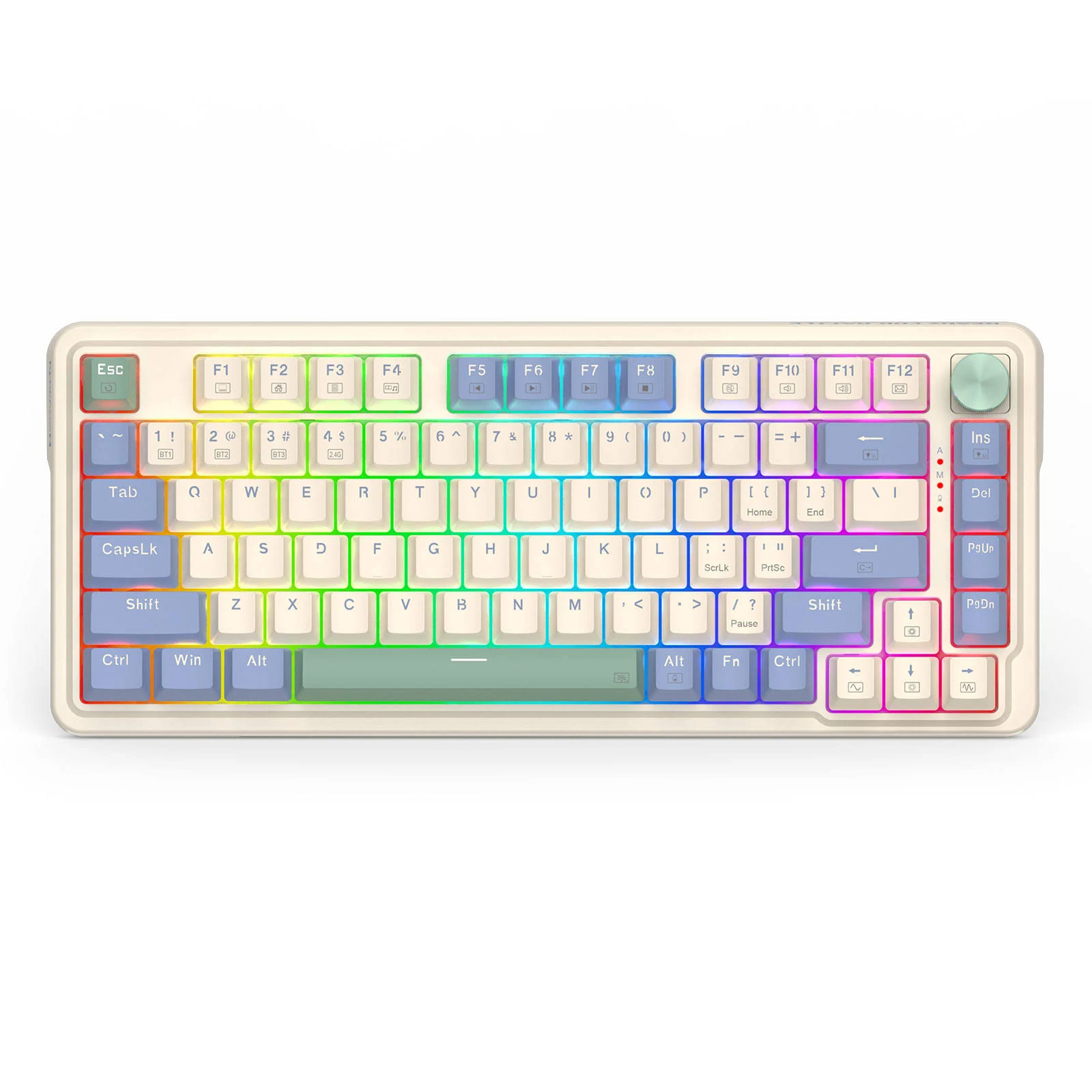 Redragon K673 RGB Gaming Keyboard - White & Sky Blue, Red Switches, English Layout - Perfect for PC Gaming & Esports