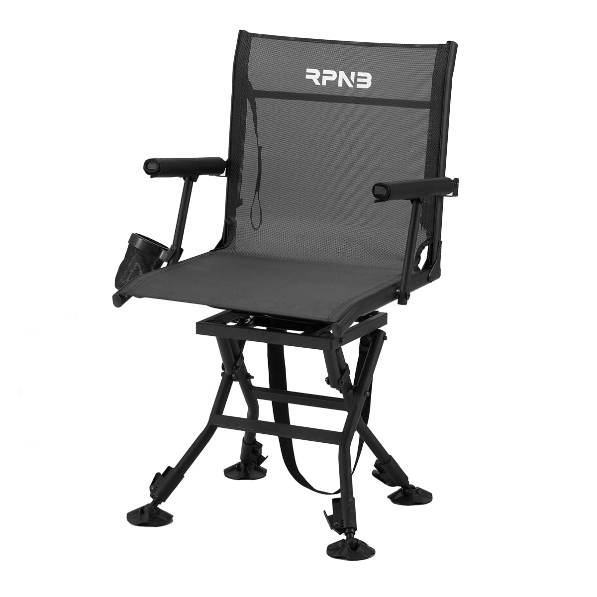 RPNB 360° Swivel Hunting Chair with Adjustable Legs & Duck Feet - Silent Hunting Blind Chair, 300LBS Capacity, Portable Folding Textilene Seat for Deer Hunting, Duck Hunting & Fishing - Perfect for Tree Stands, Ground Blinds & Outdoor Adventures