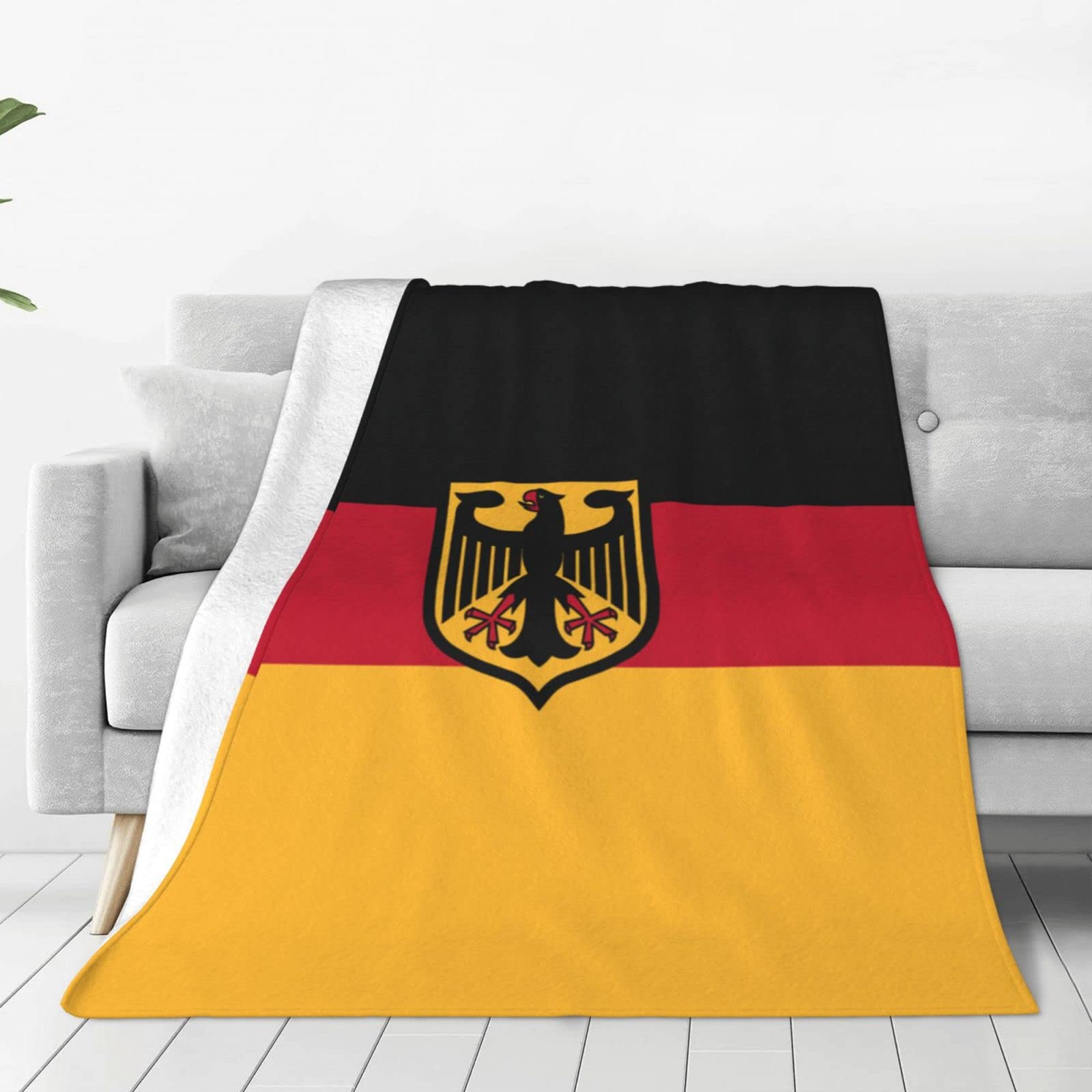 German Flag Blanket - Soft Flannel Throw Blanket, Lightweight & Cozy Warm Fleece, 80