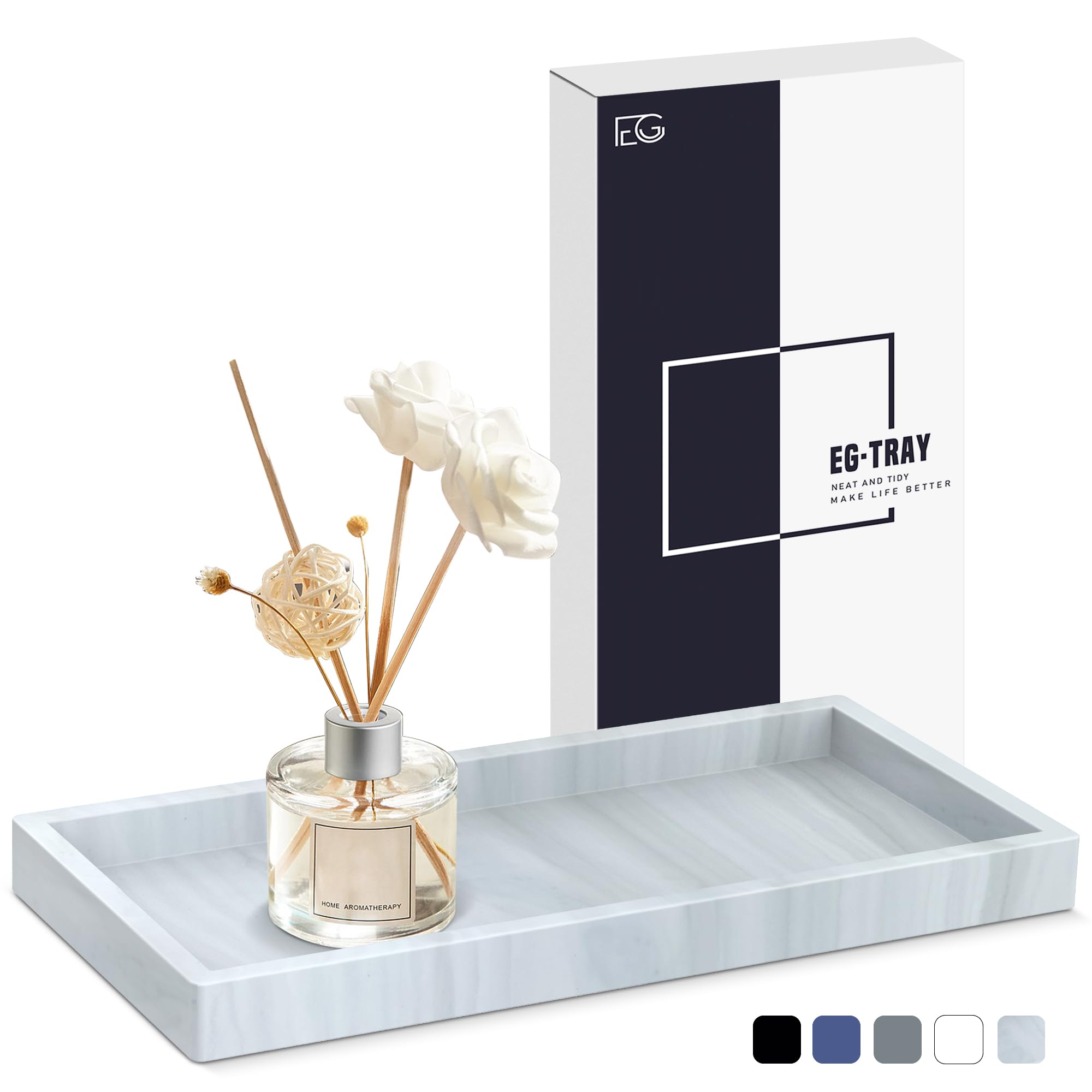 EGWON Shatterproof Silicone Bathroom Vanity Tray - Thick Durable Soap Dispenser & Perfume Organizer for Toilet Tank, Dresser Tops - Perfect for Bathroom Counter, Sink, and Vanity Organization