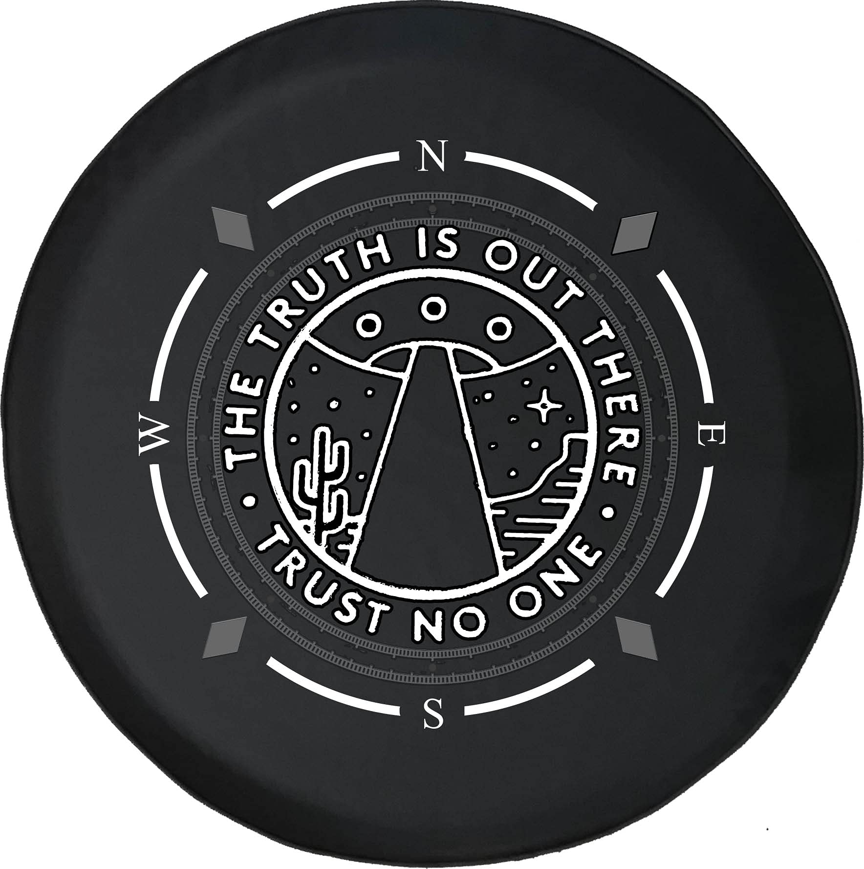 Premium American Unlimited Spare Tire Cover with Compass Design - 'The Truth is Out There' Theme - Universal Fit for SUV, Trailer, RV & Most Vehicles - Durable Wheel Protection for Road Trips & Outdoor Adventures