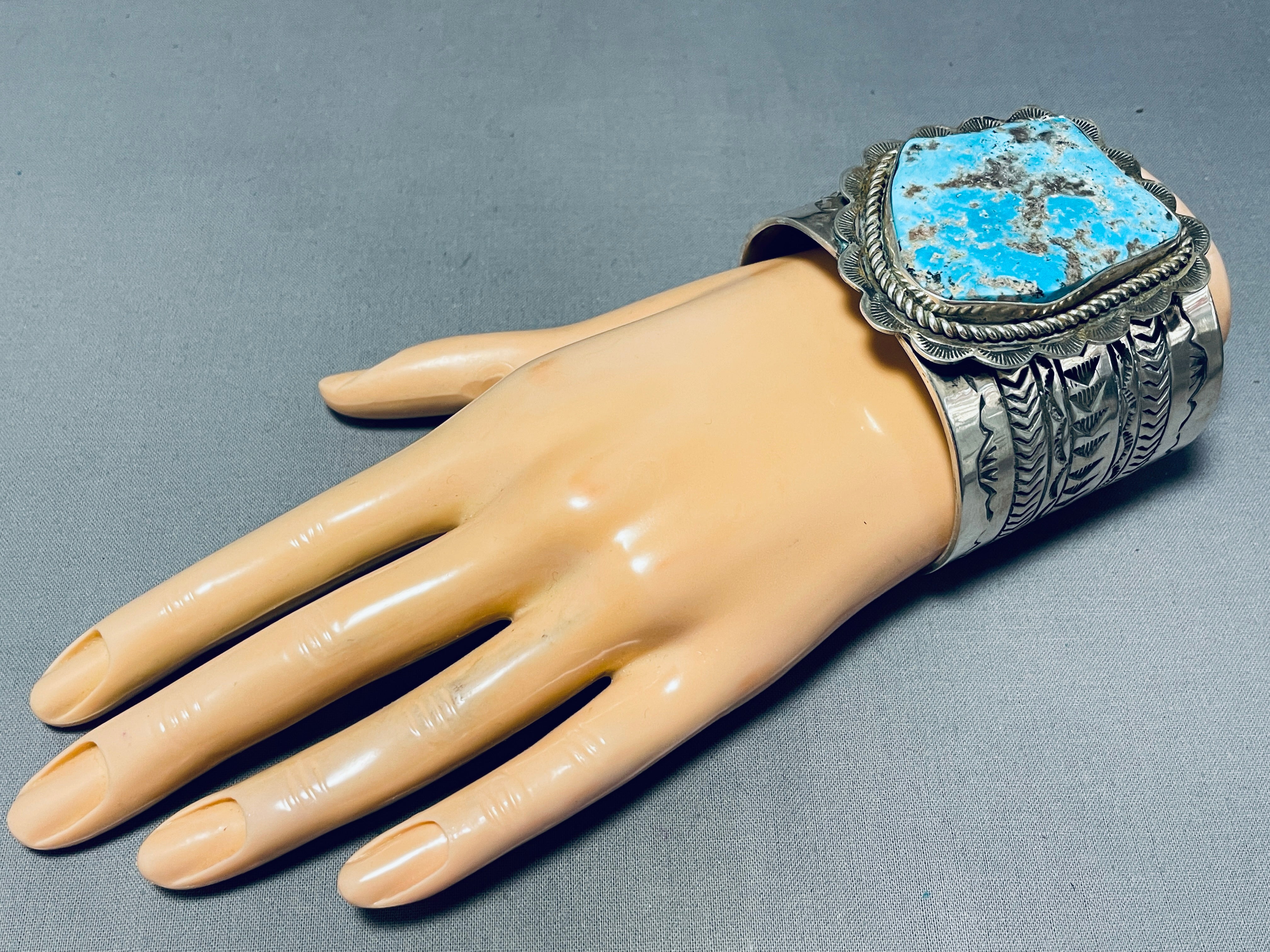 180 Grams Navajo Turquoise Sterling Silver Cuff Bracelet - Handmade Native American Jewelry for Women, Boho Fashion & Gift Ideas