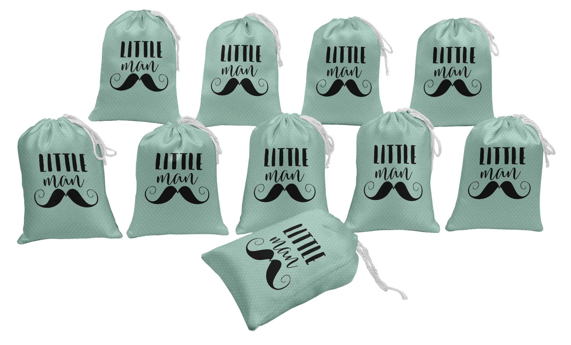 Blue Mustache Baby Shower Gift Bags - 15pc Party Favors for Candy & Gifts