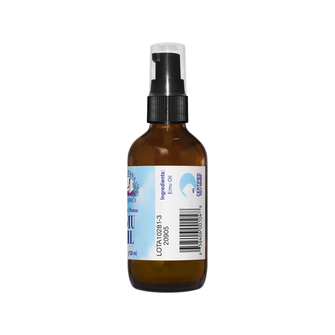 100% Pure Montana Emu Oil - 4 fl oz | Natural Skin & Hair Moisturizer | For Dry Skin, Eczema, Psoriasis & Anti-Aging | Made in USA