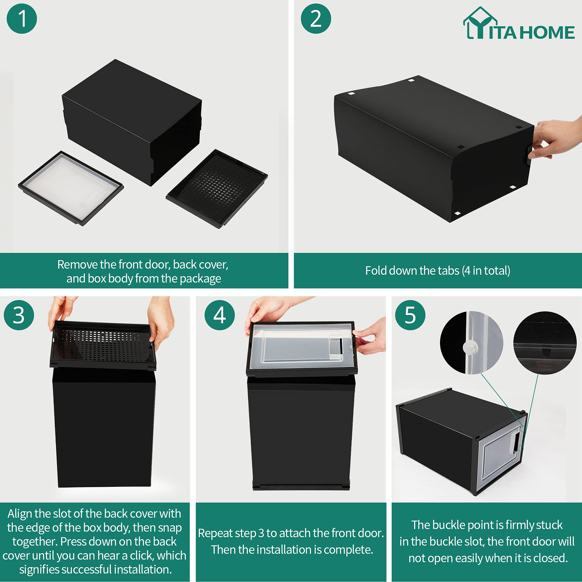 YITAHOME 18-Pack Stackable Shoe Storage Boxes with Clear Door & Ventilation Holes - Sturdy Shoe Organizers for Shoes Up to Size 44 - Perfect for Closet Organization, Shoe Display & Home Storage Solutions