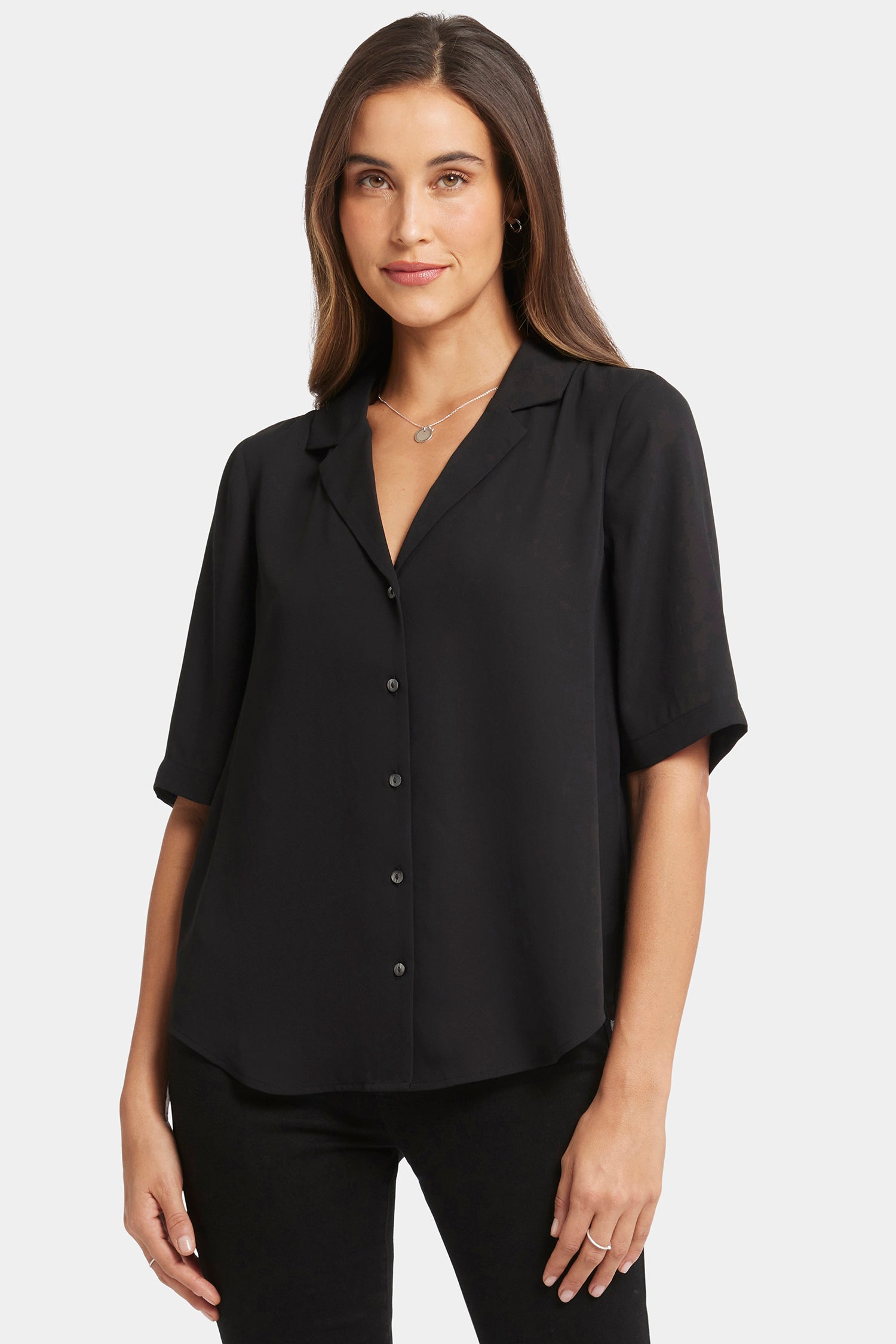Gabrielle Women's Short Sleeve Blouse - Black Top for Casual Wear, Office & Date Night Outfits