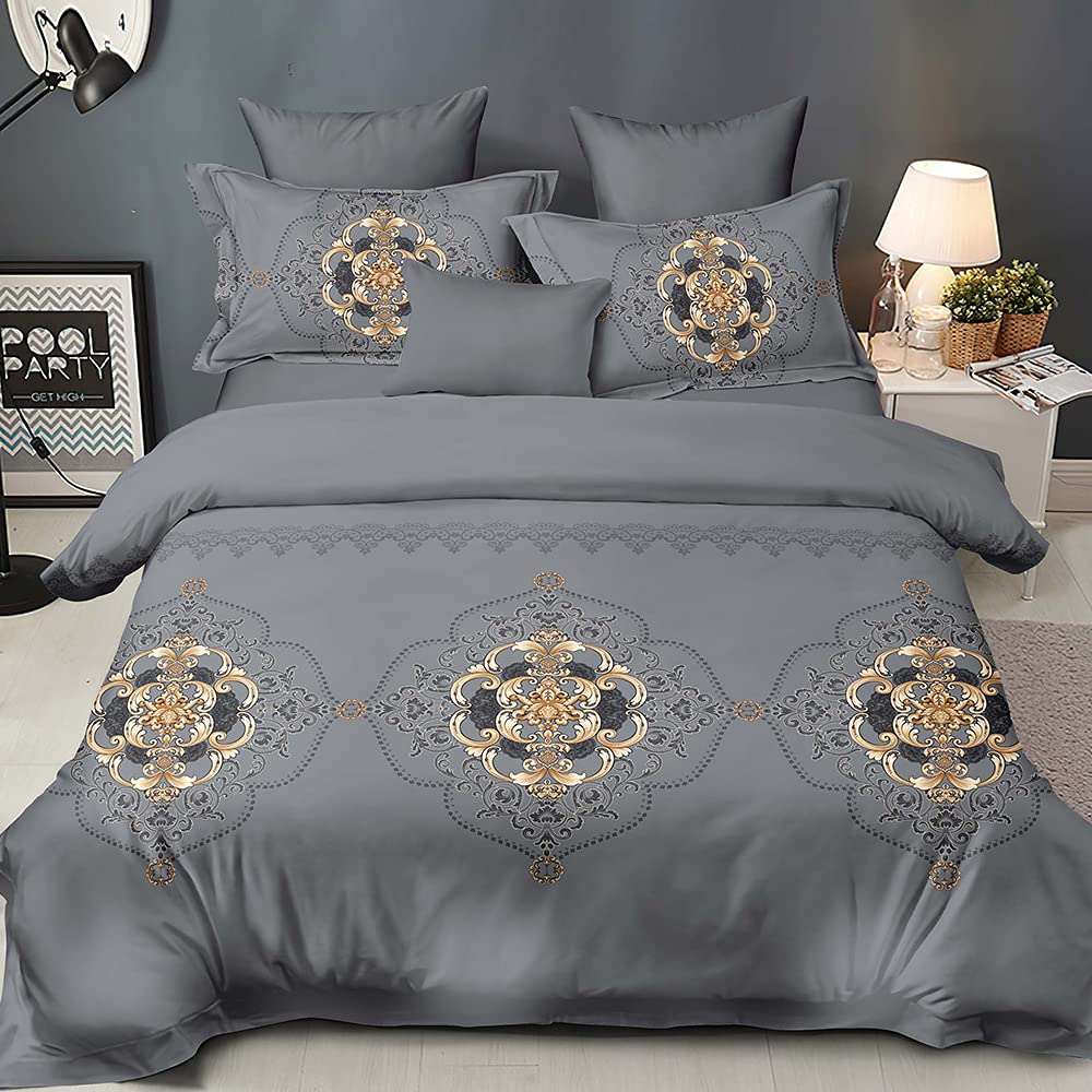 Shatex Grey Queen Comforter Set - 3 Piece All Season Bedding with Ultra Soft 100% Microfiber Polyester & Striped Textured Design - Includes Comforter and 2 Pillow Shams - Perfect for Master Bedroom, Guest Room, and Cozy Home Decor