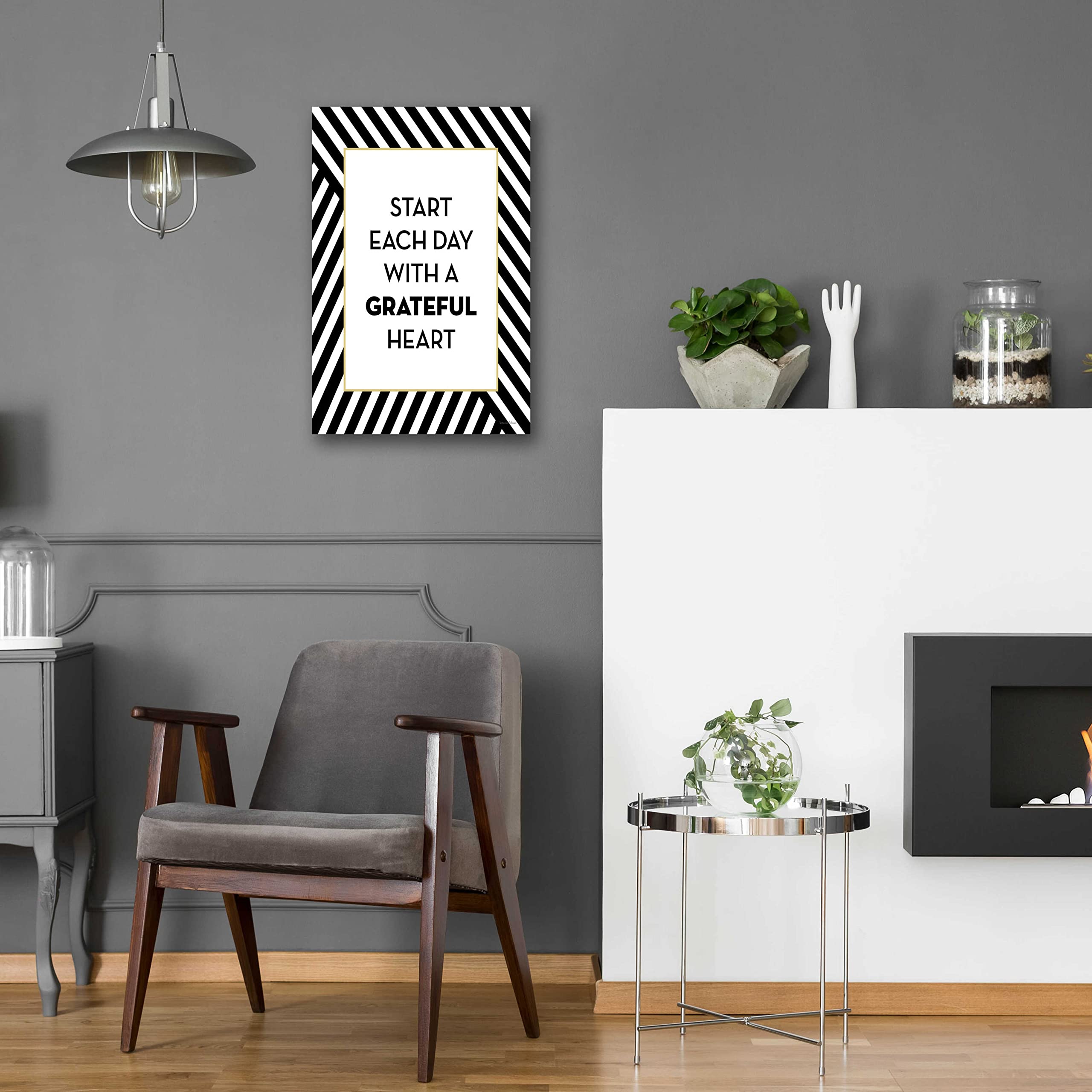 Leaded & Lined 'Start Each Day' Motivational Acrylic Glass Wall Art - 16x24 Inch Inspirational Home & Office Decor - Perfect for Living Room, Bedroom or Workspace