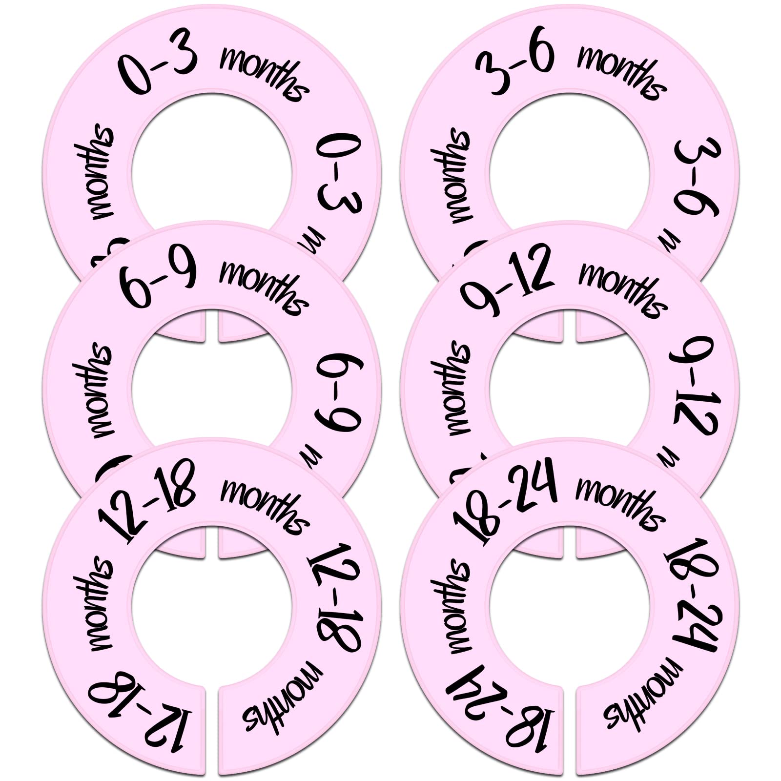 Pro Goleem Baby Closet Dividers - 6-Piece Pink Nursery Organizer for Baby Clothes (Fits 1.5