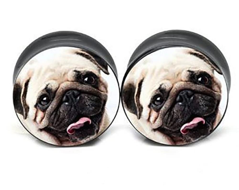Double Flared Pug Acrylic Ear Gauges/Plugs 2G (6mm) - 1 Pair Stretching Jewelry for Men & Women - Perfect for Body Piercing, Punk Style & Alternative Fashion